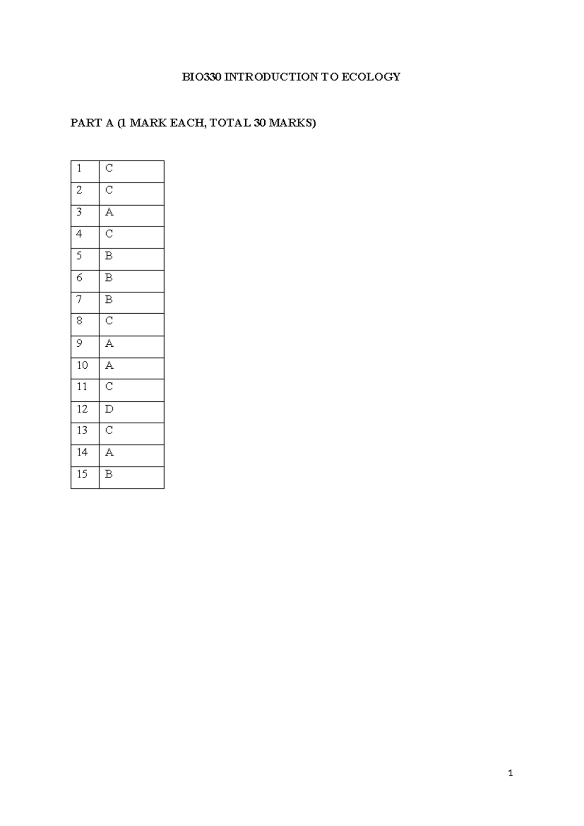 Answer Sampel MCQ and TF question BIO330 - BIO330 INTRODUCTION TO ...