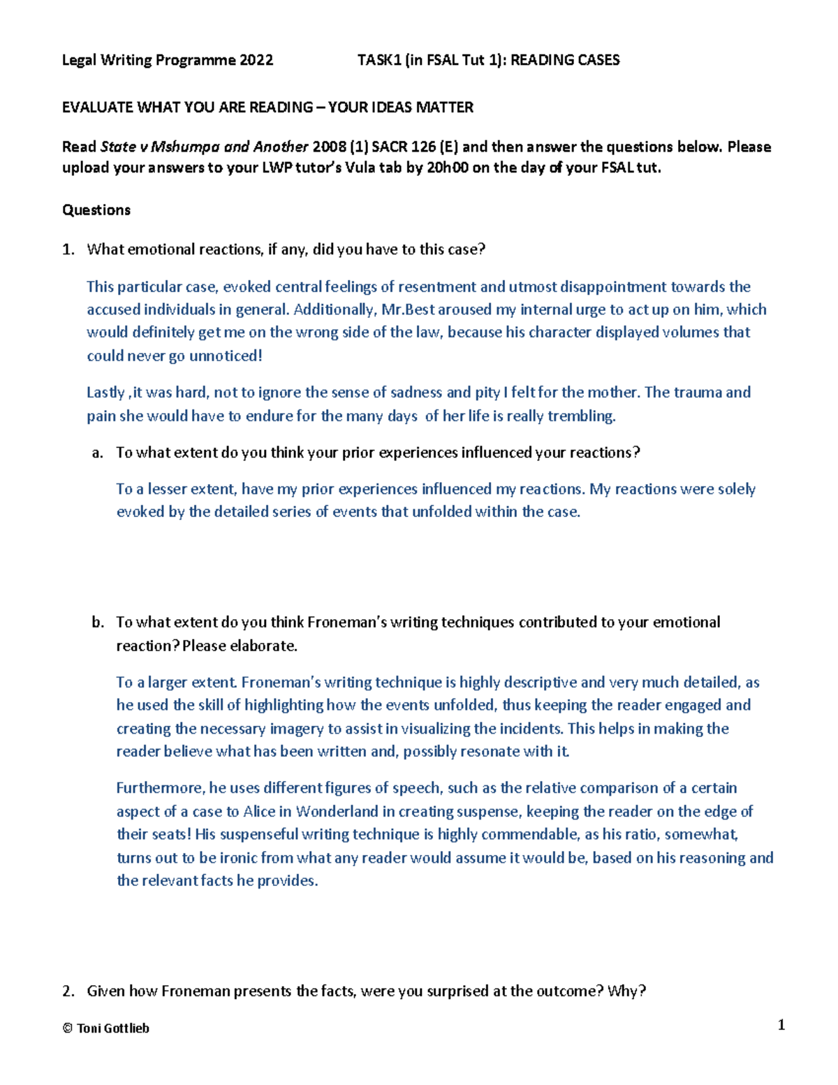 1.2 TASK 1 - Comprehend Evaluate a Case - State v Mshumpa (1)001 ...