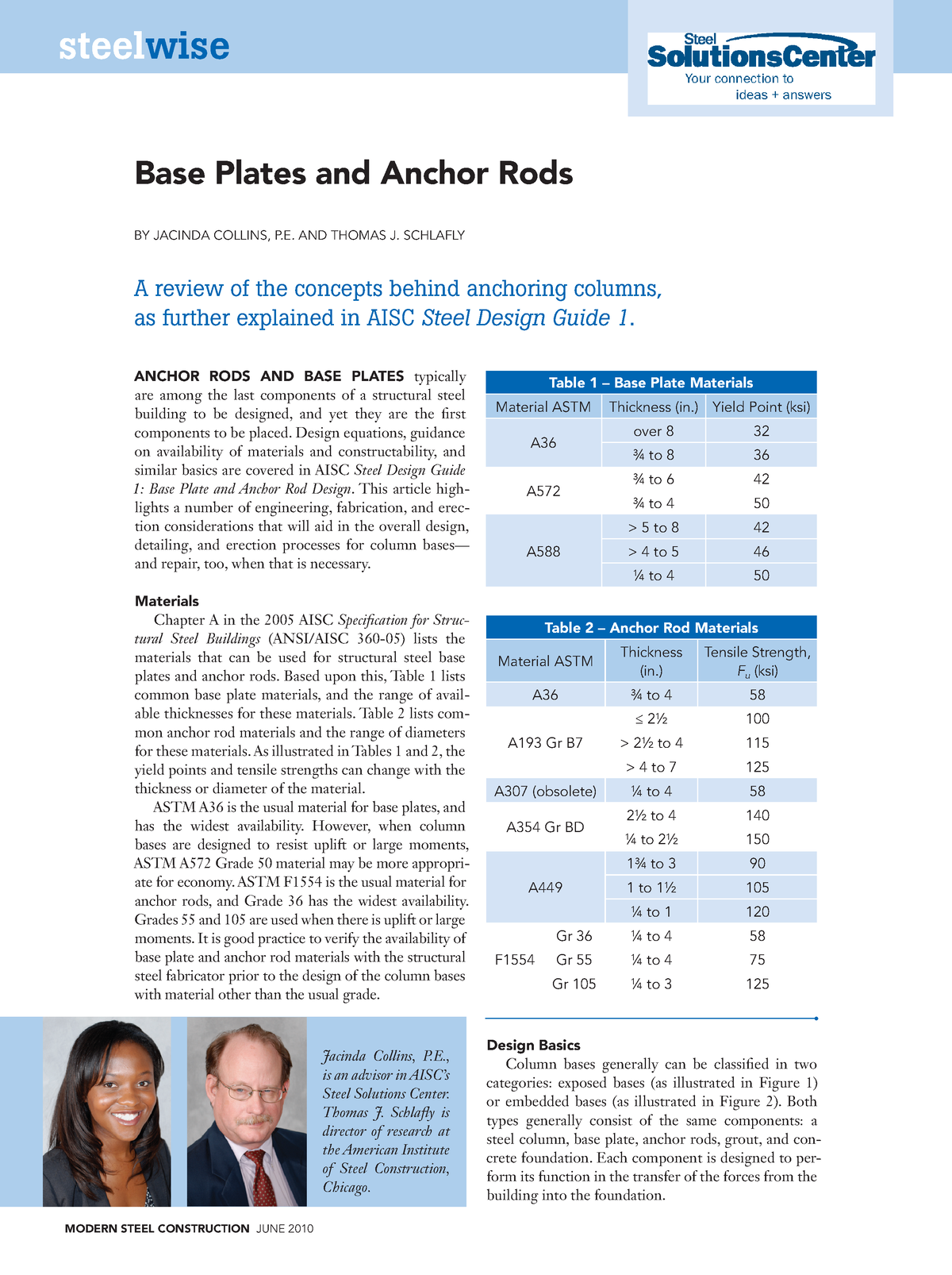 062010 June10 Steelwise Web - MODERN STEEL CONSTRUCTION June 2010 Base ...