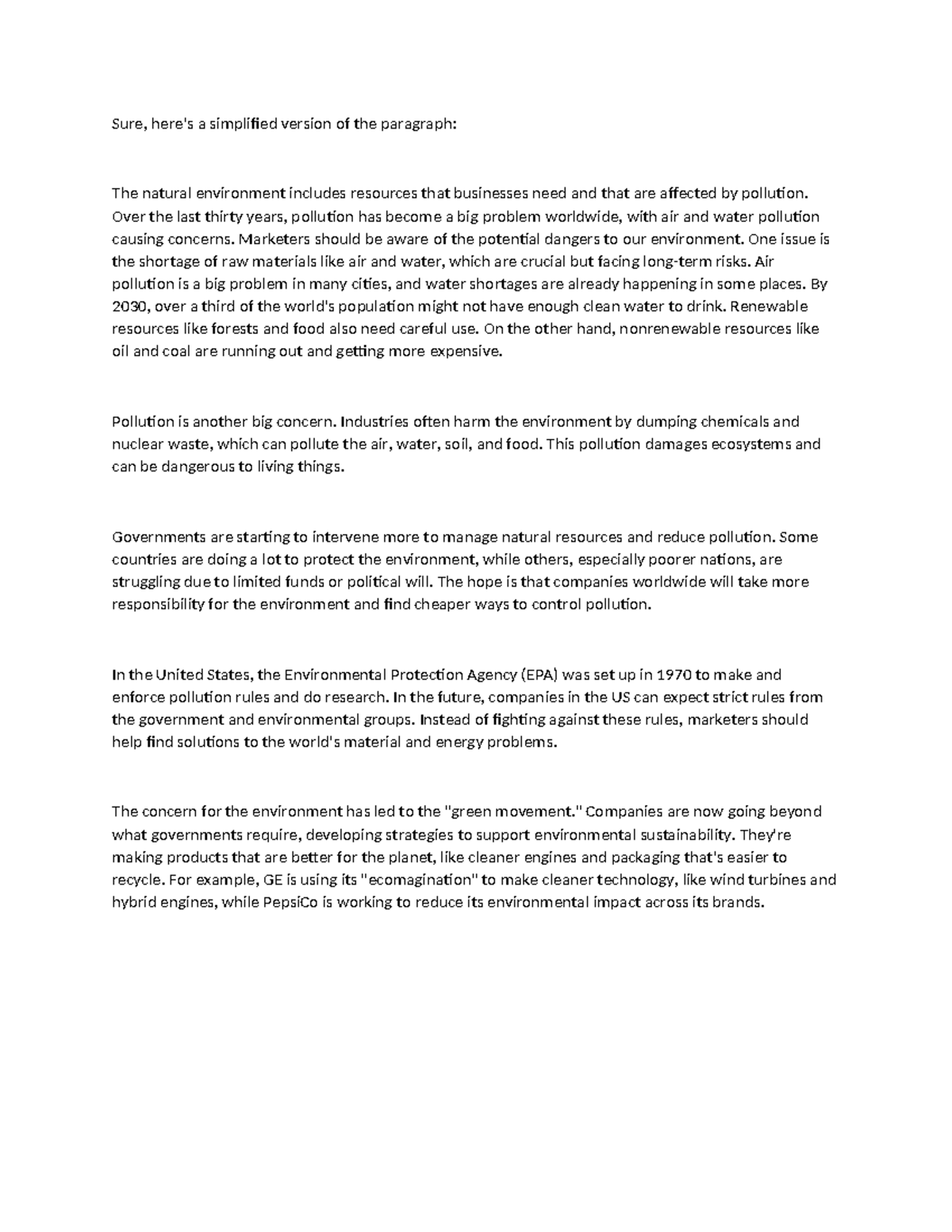 CHP 3 Enviornment - ####### Sure, here's a simplified version of the ...