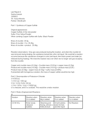 Experiment 3 - Chemical Reactions (lab handout) - Experiment 3 ...