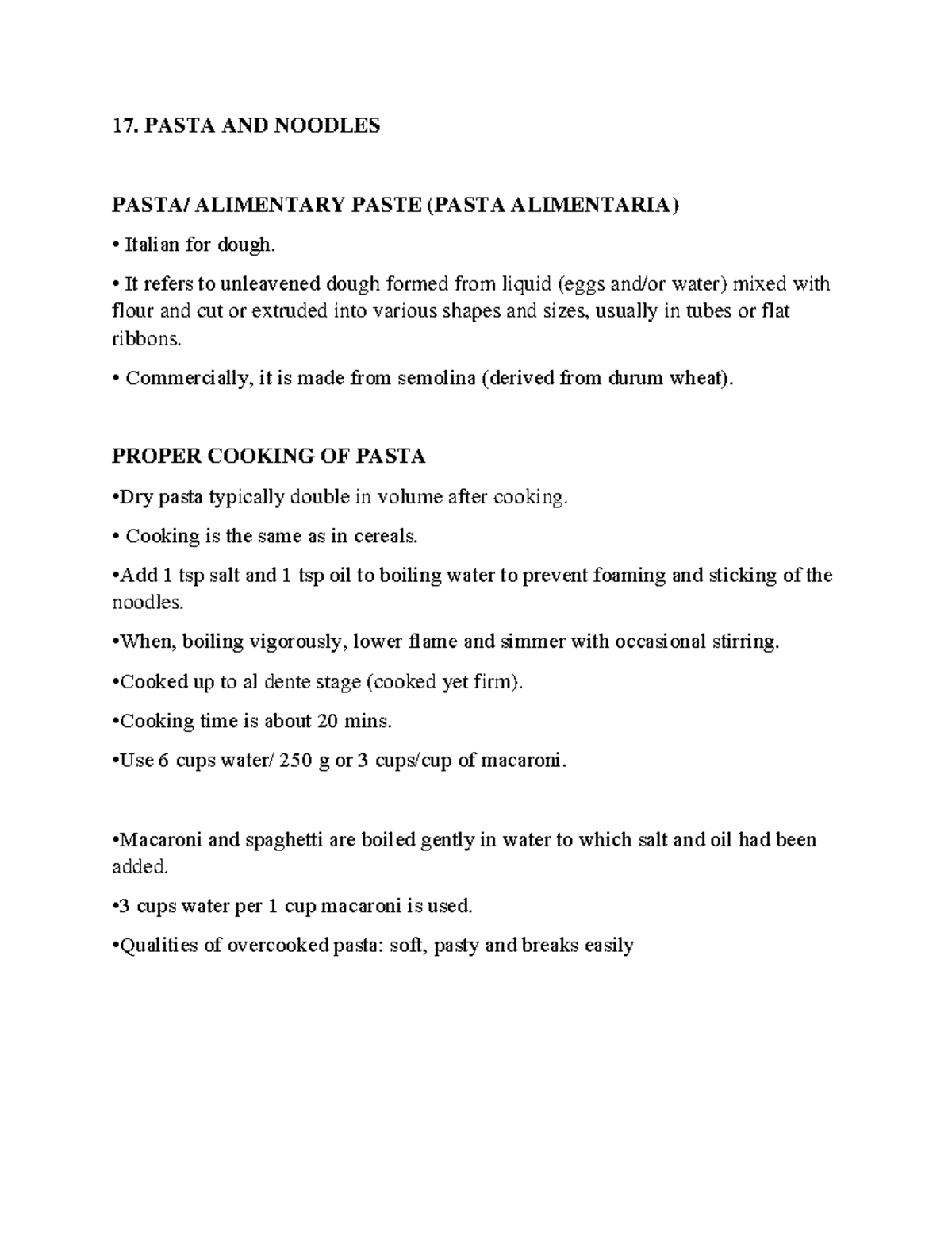 17. Pasta AND Noodles 17. PASTA AND NOODLES PASTA/ ALIMENTARY PASTE