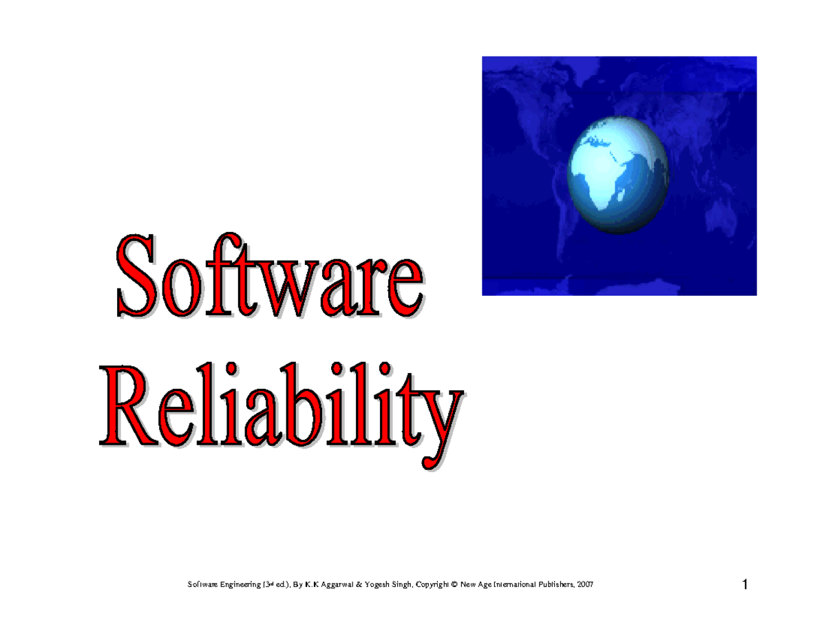 Chapter 7 Software Reliability - Basic Concepts There Are Three Phases ...