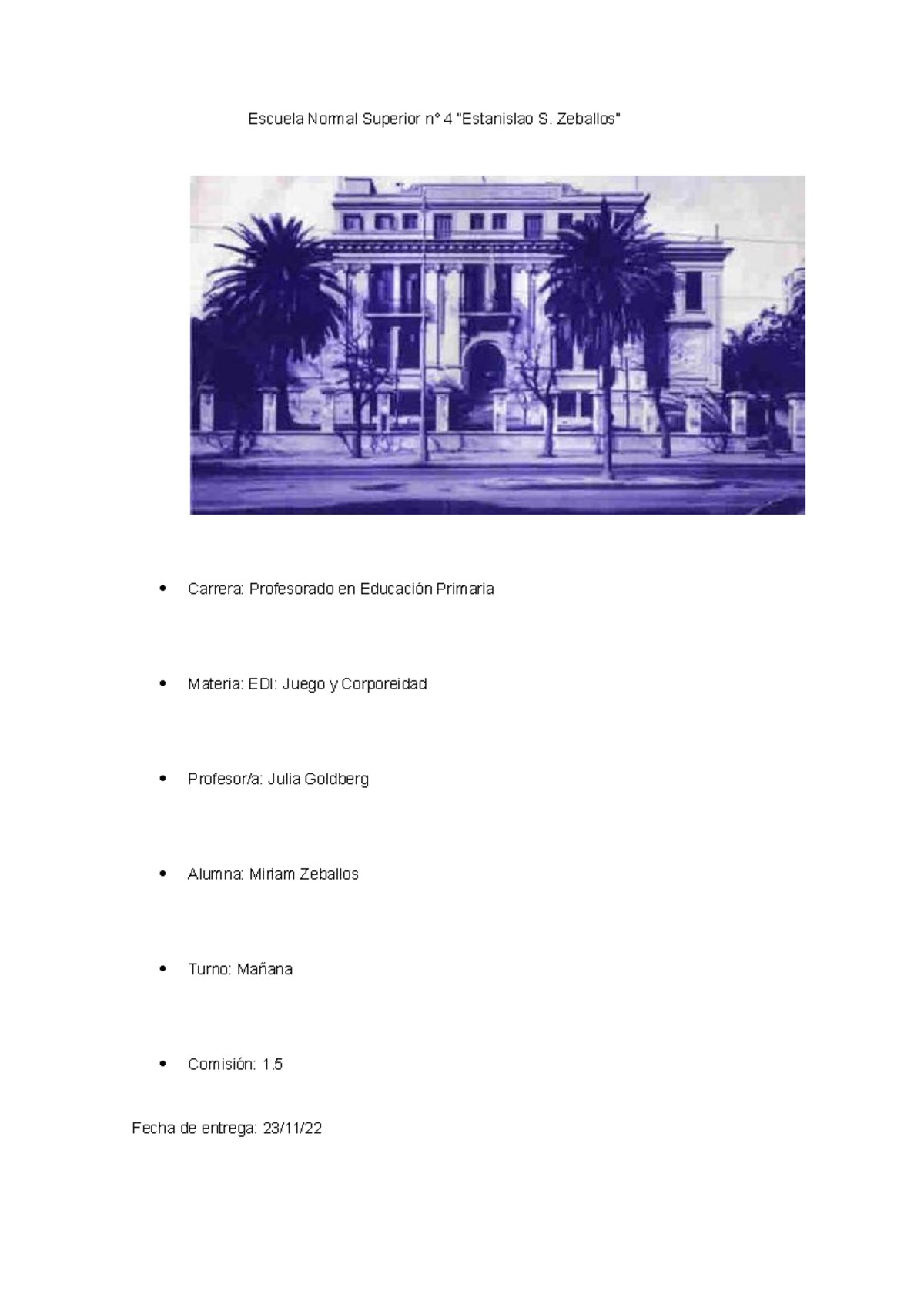 Tp. observacion participante - Escuela Normal Superior n° 4 “Estanislao ...