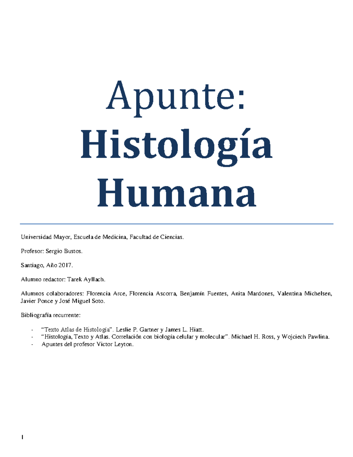 Histología Anual - Apuntes Histologia - Apunte: Histología Humana ...