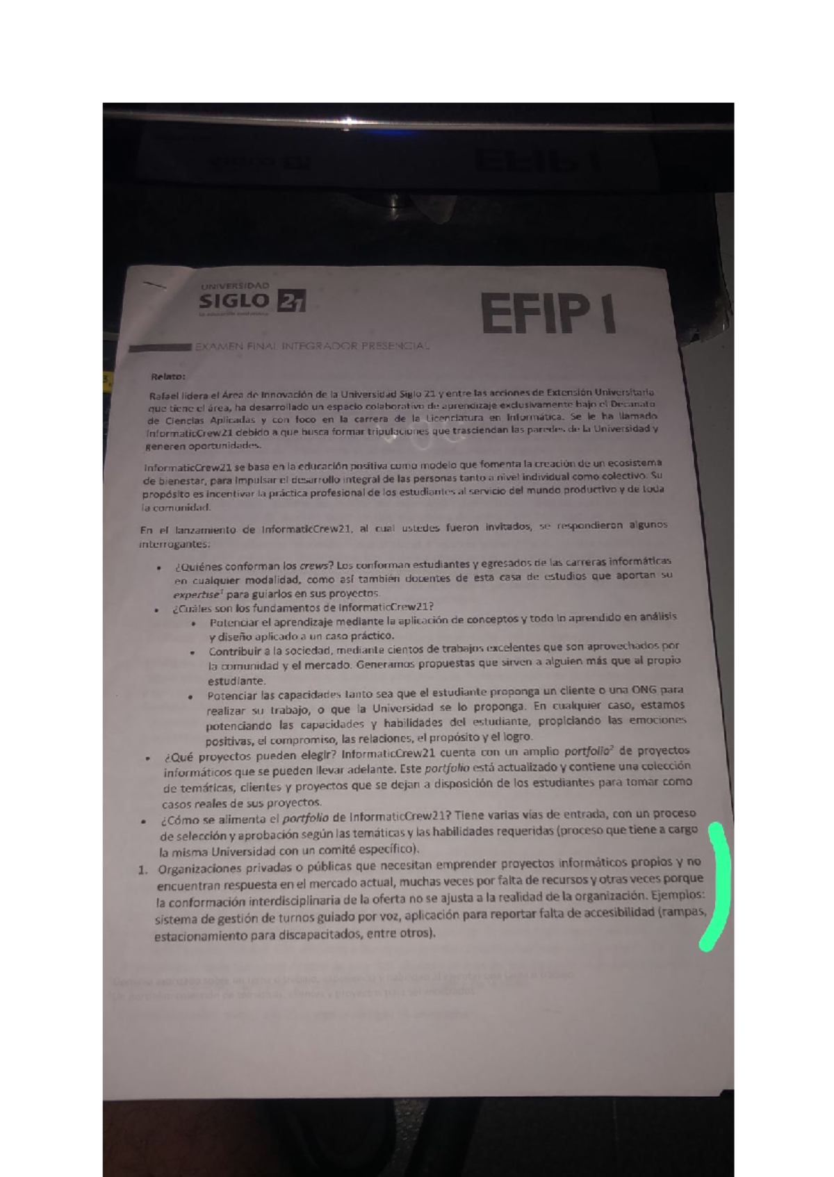 Que Toman Material Para Rendir Efip1 Universidad Siglo 21 La Efipi
