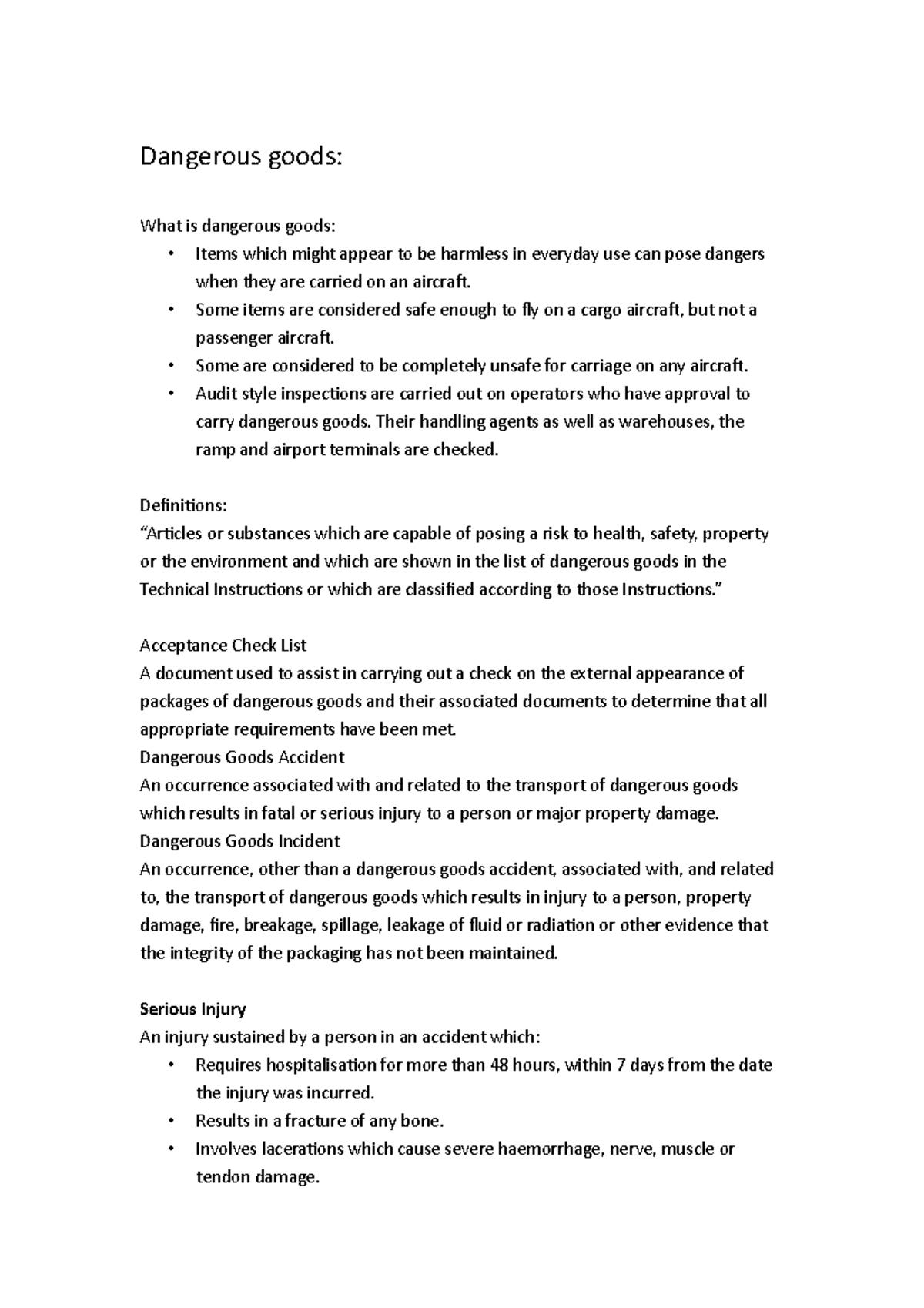 Dangerous goods - Notes for the subject - Dangerous goods: What is ...