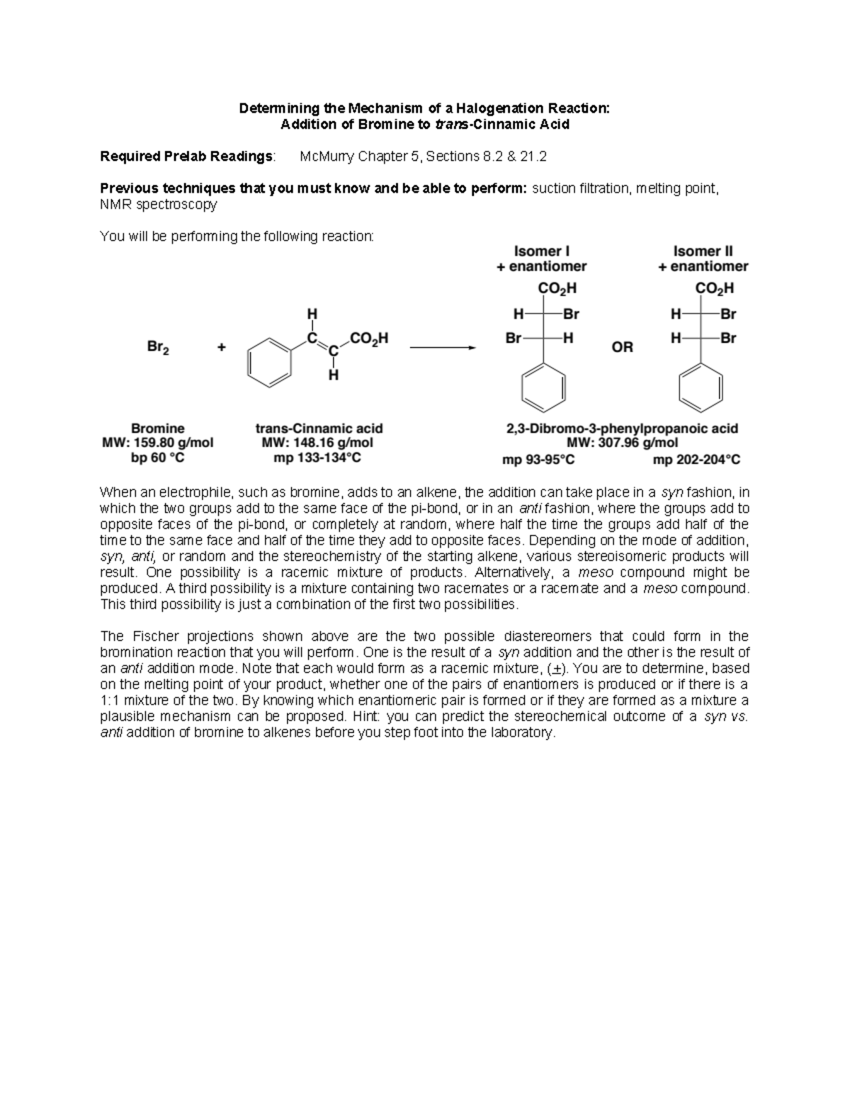 04Br2 192 Determining the Mechanism of a Halogenation Reaction