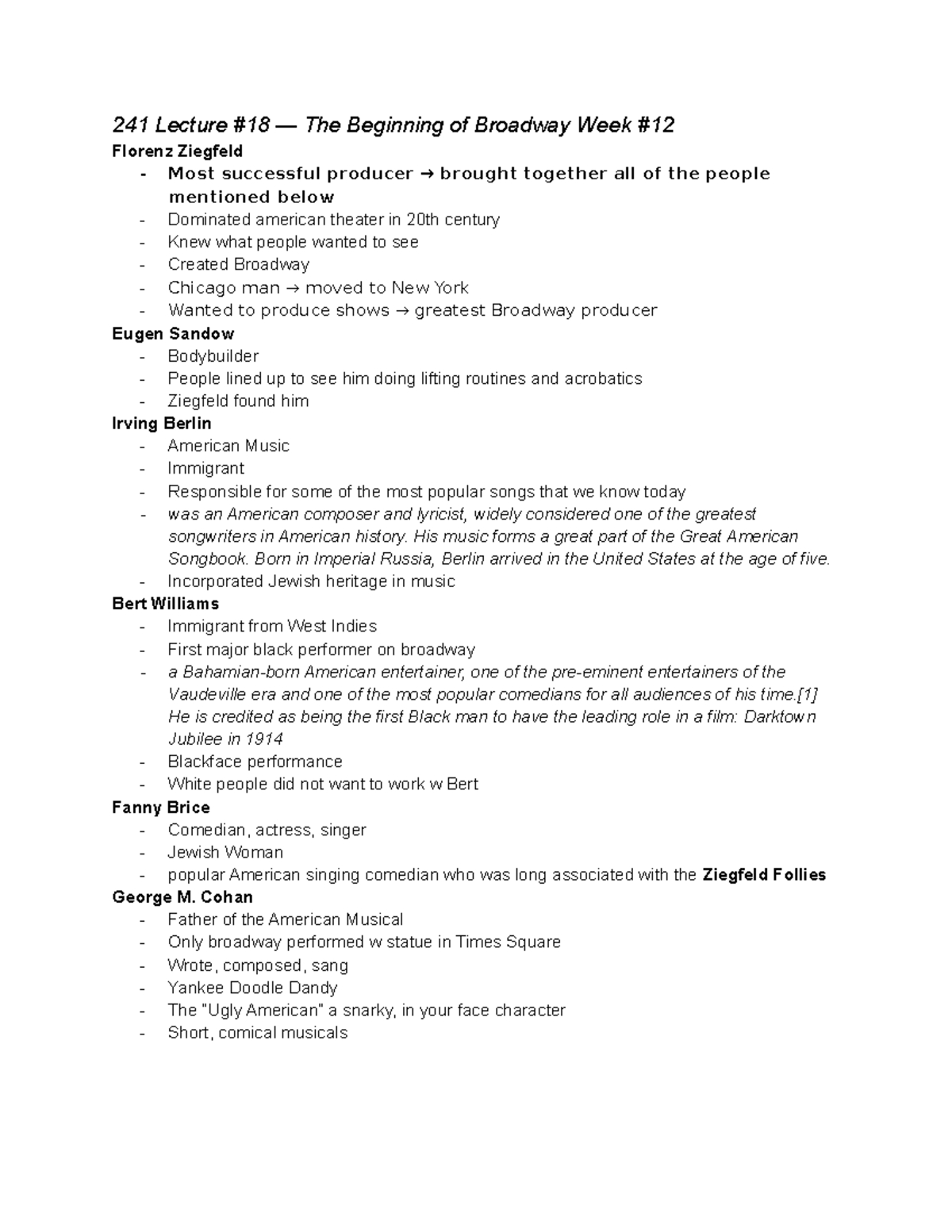 W12 Lecture Notes - 241 Lecture #18 — The Beginning of Broadway Week ...