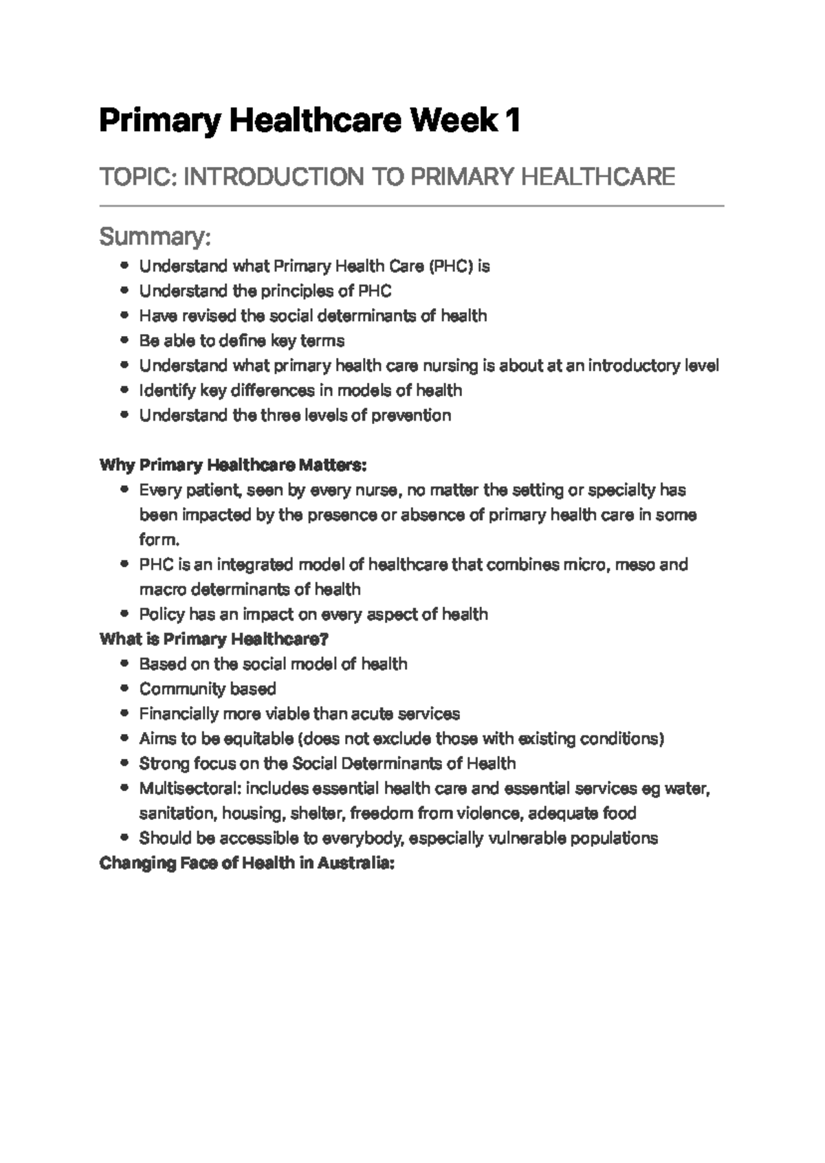 primary health care assignment pdf