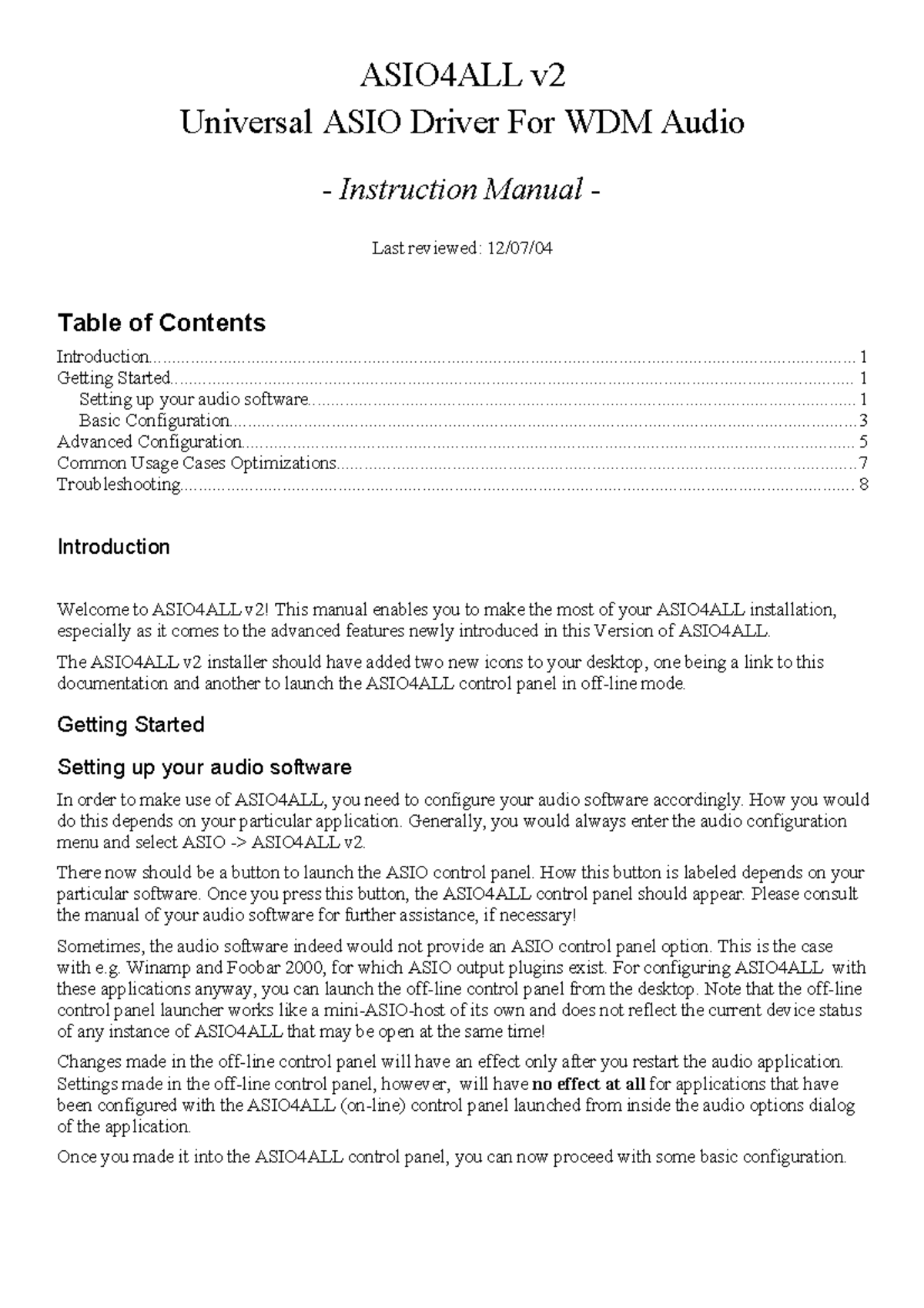 ASIO4ALL v2 Instruction Manual - ASIO4ALL v Universal ASIO Driver For ...