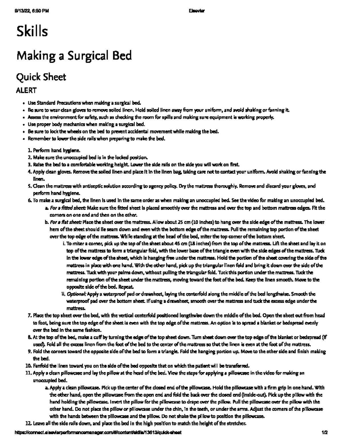 Making a surgical bed PNR 116 clinical placement material BIO 107