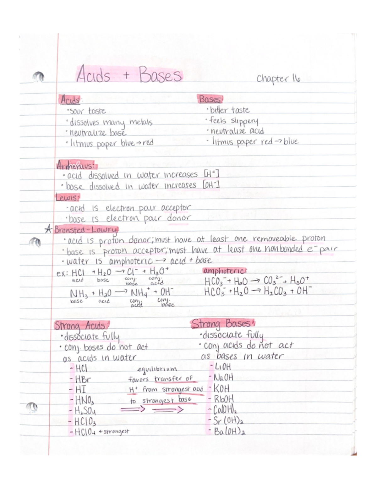 Boses - Detailed Notes of Chapter 16: Acids and Bases of Chemistry 142 ...