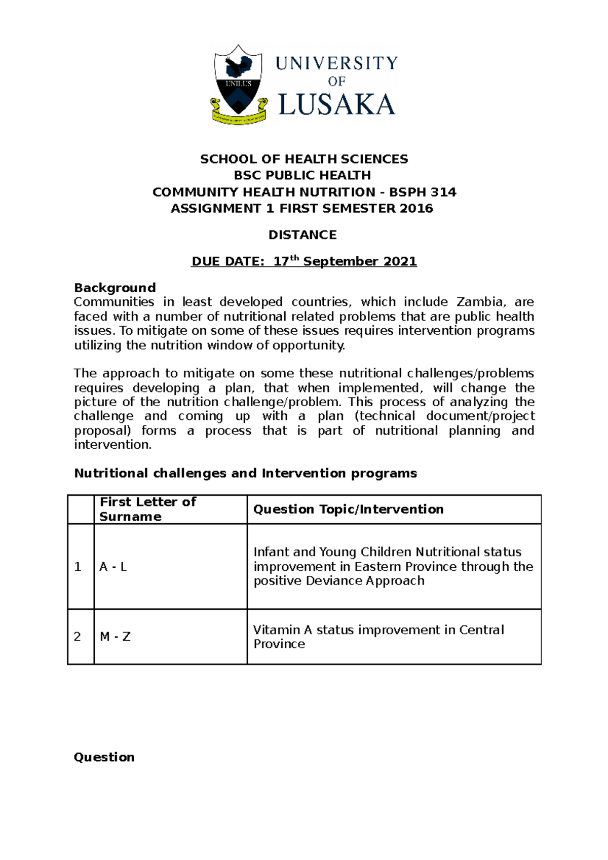 BSPH314 D 1 2021 1 for bachelors of science in public health SCHOOL