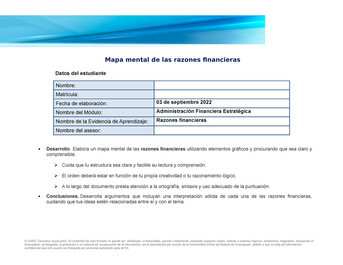 AFE EA1 - EA1 - Mapa mental de las razones financieras Datos del estudiante   Desarrollo. Elabora un - Studocu