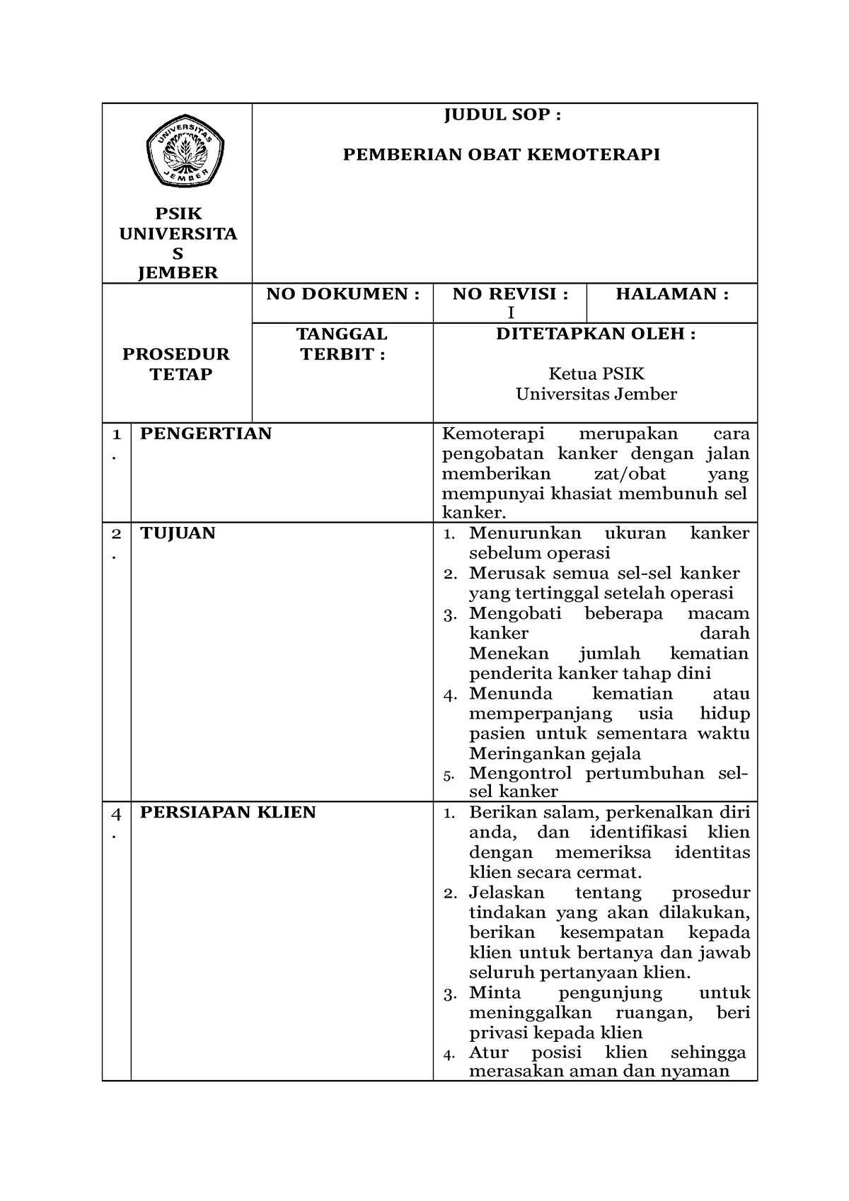 Sop-pemberian-kemoterapi - PSIK UNIVERSITA S JEMBER JUDUL SOP ...