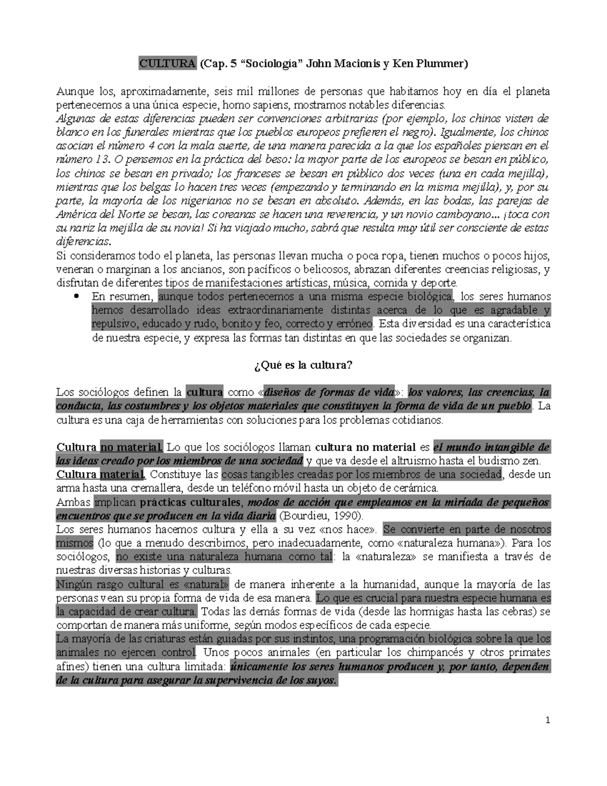 Macionis y Plummer cultura - CULTURA (Cap. 5 “Sociología” John Macionis ...