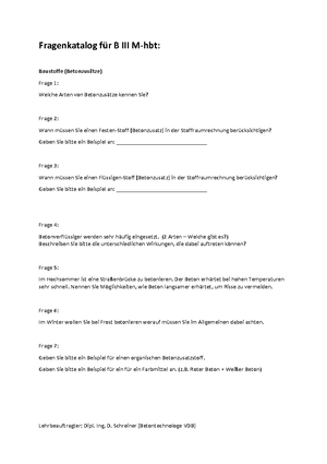 III. Fragenkatalog HBT 3BB3 Master NBLBSchwerBeton