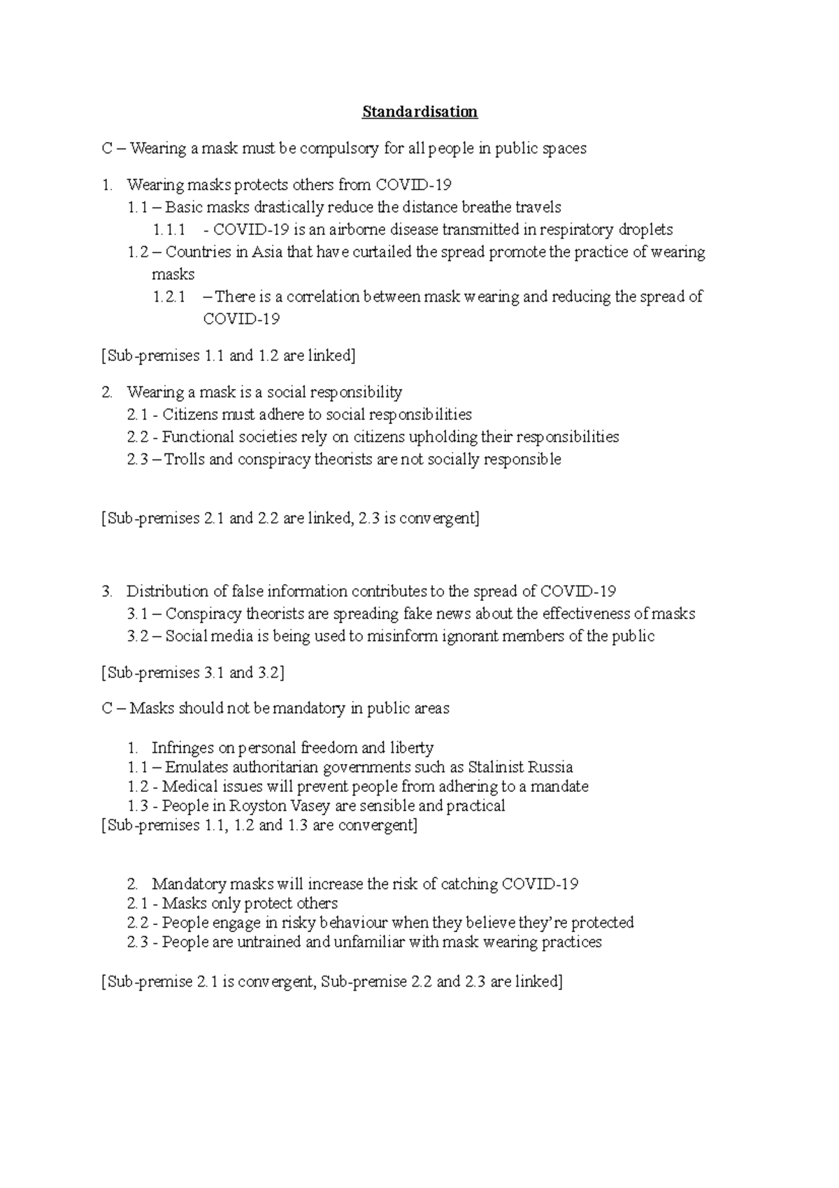 Mandatory Masks Standardisation C Wearing a mask must be compulsory