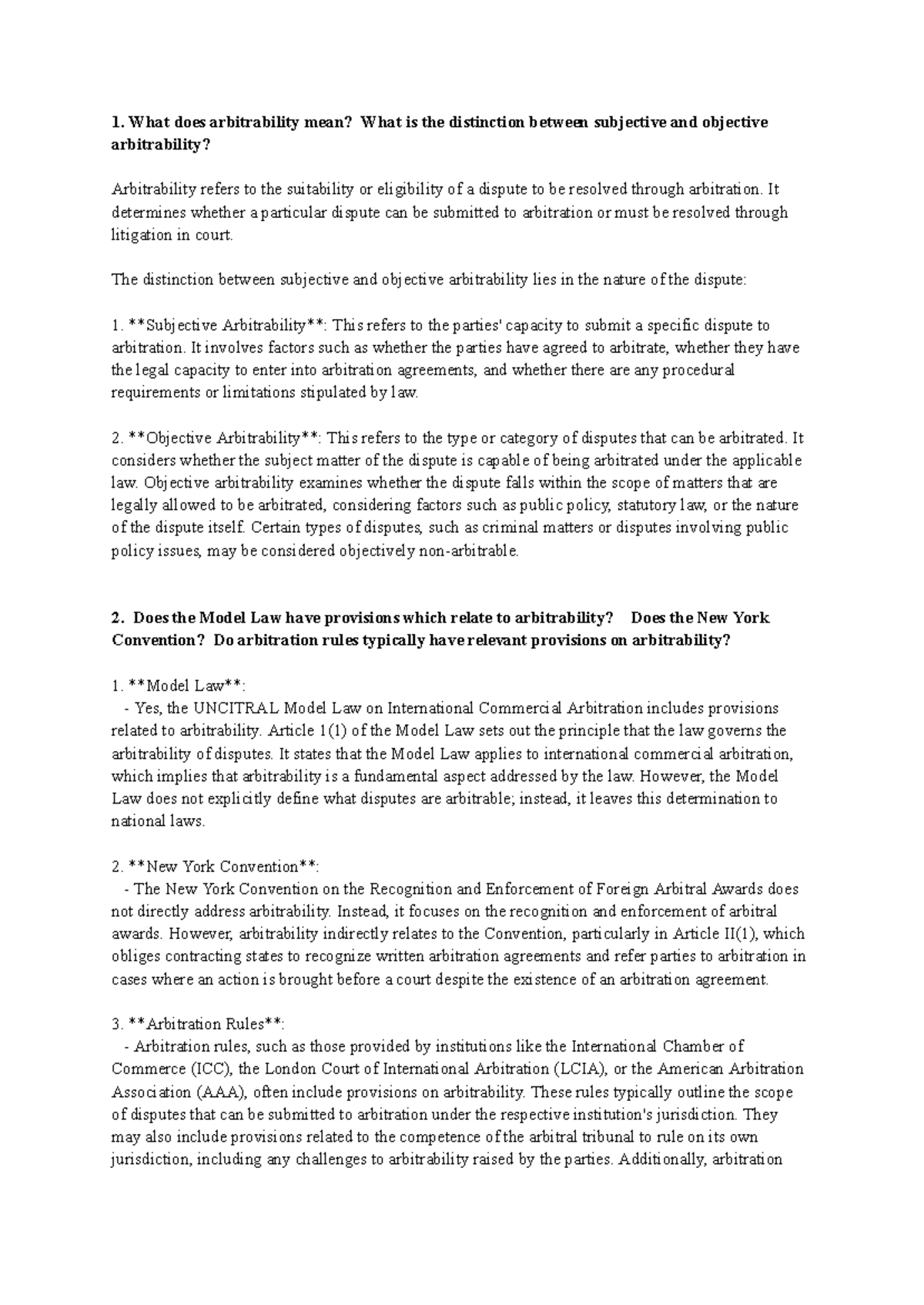 Arbitrability - It determines whether a particular dispute can be ...