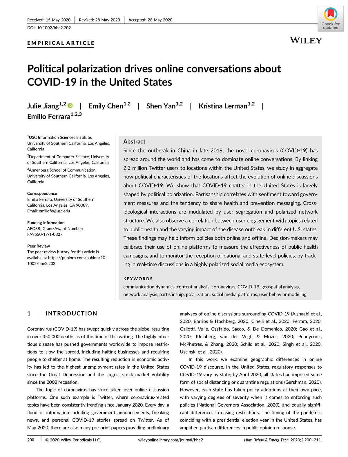 Political polarization drives online conversations about Covid19 in US