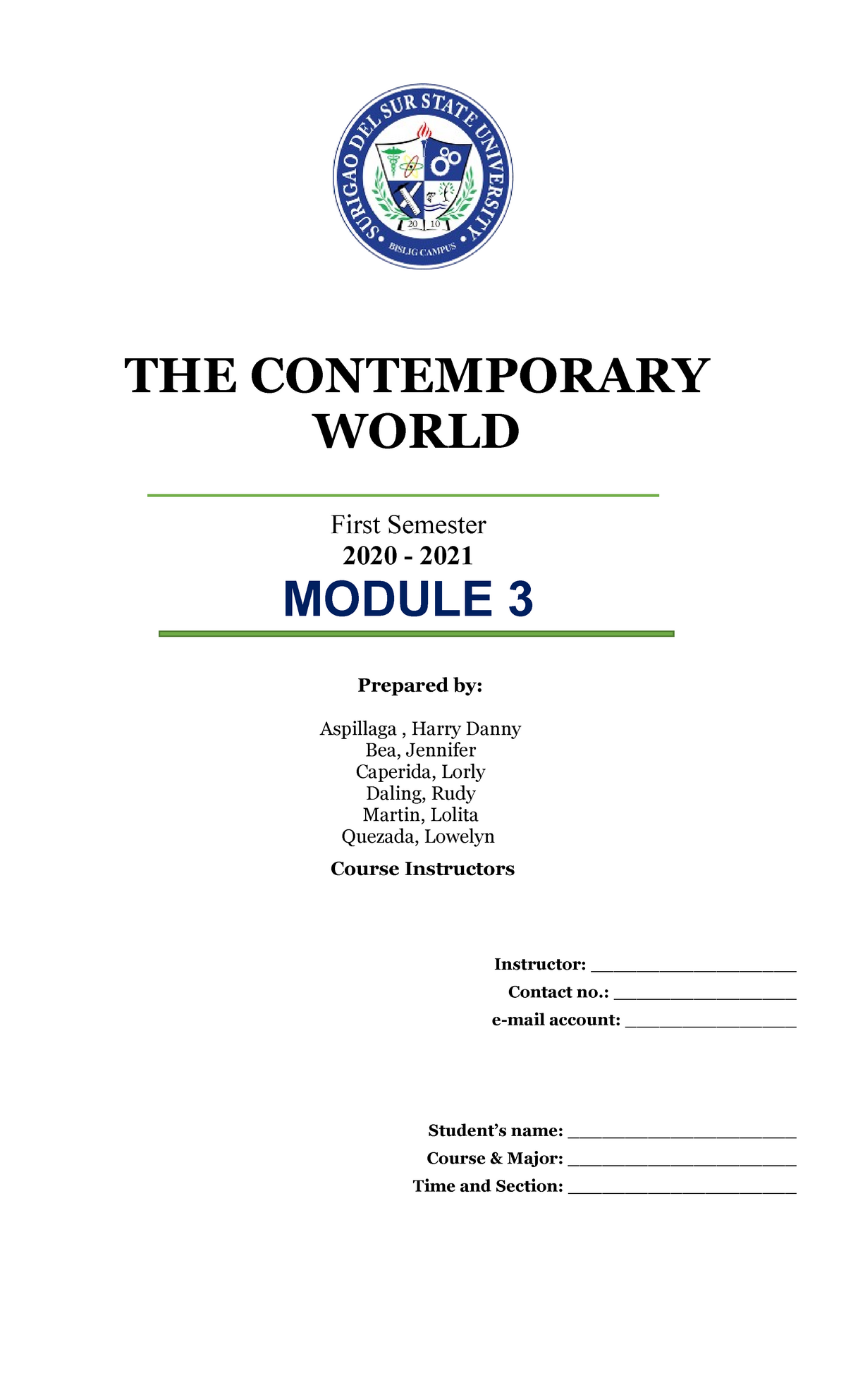 The Contemporary World Module 3 PRE Final - THE CONTEMPORARY WORLD ...