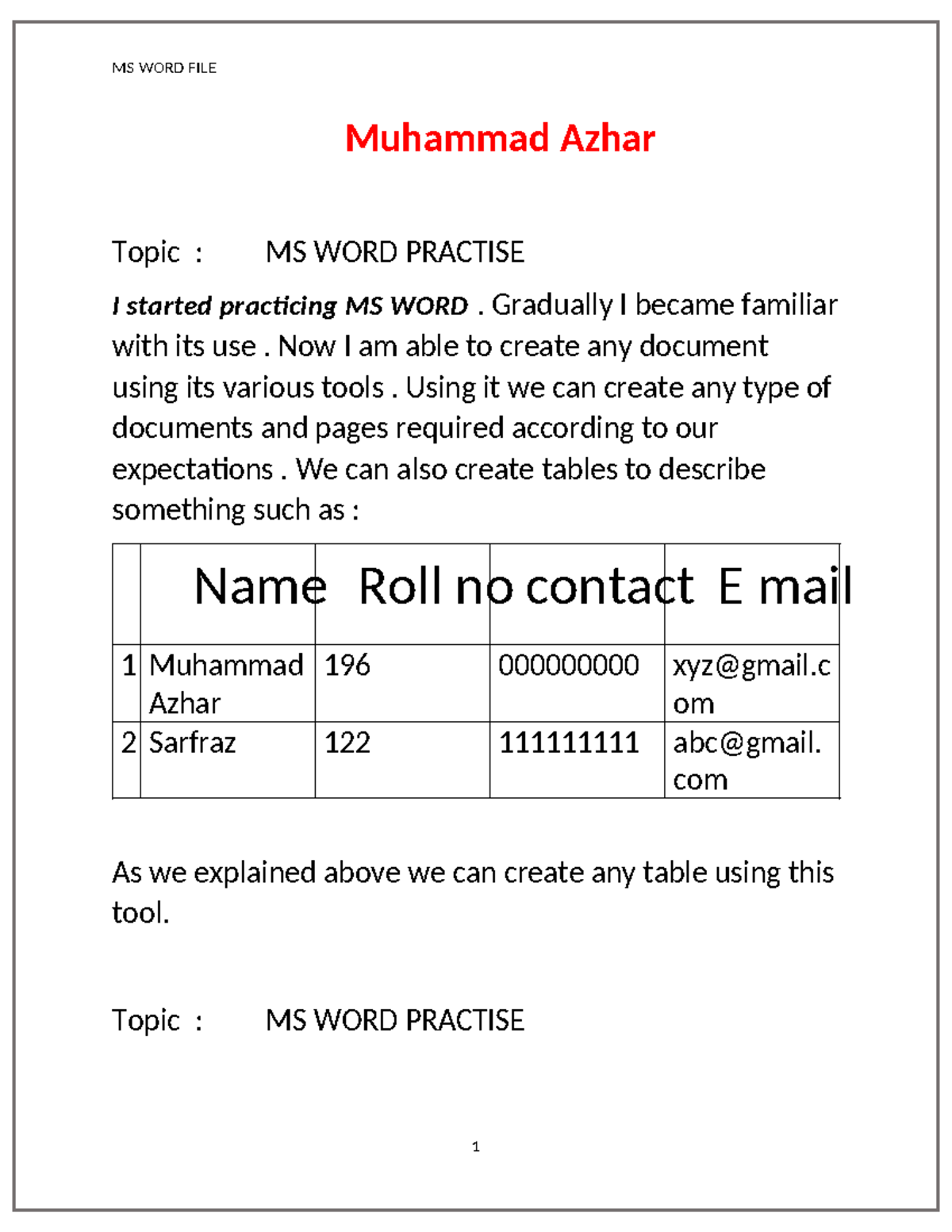 SP24 BCS 196 . Muhammad Azhar - MS WORD FILE Muhammad Azhar Topic : MS ...