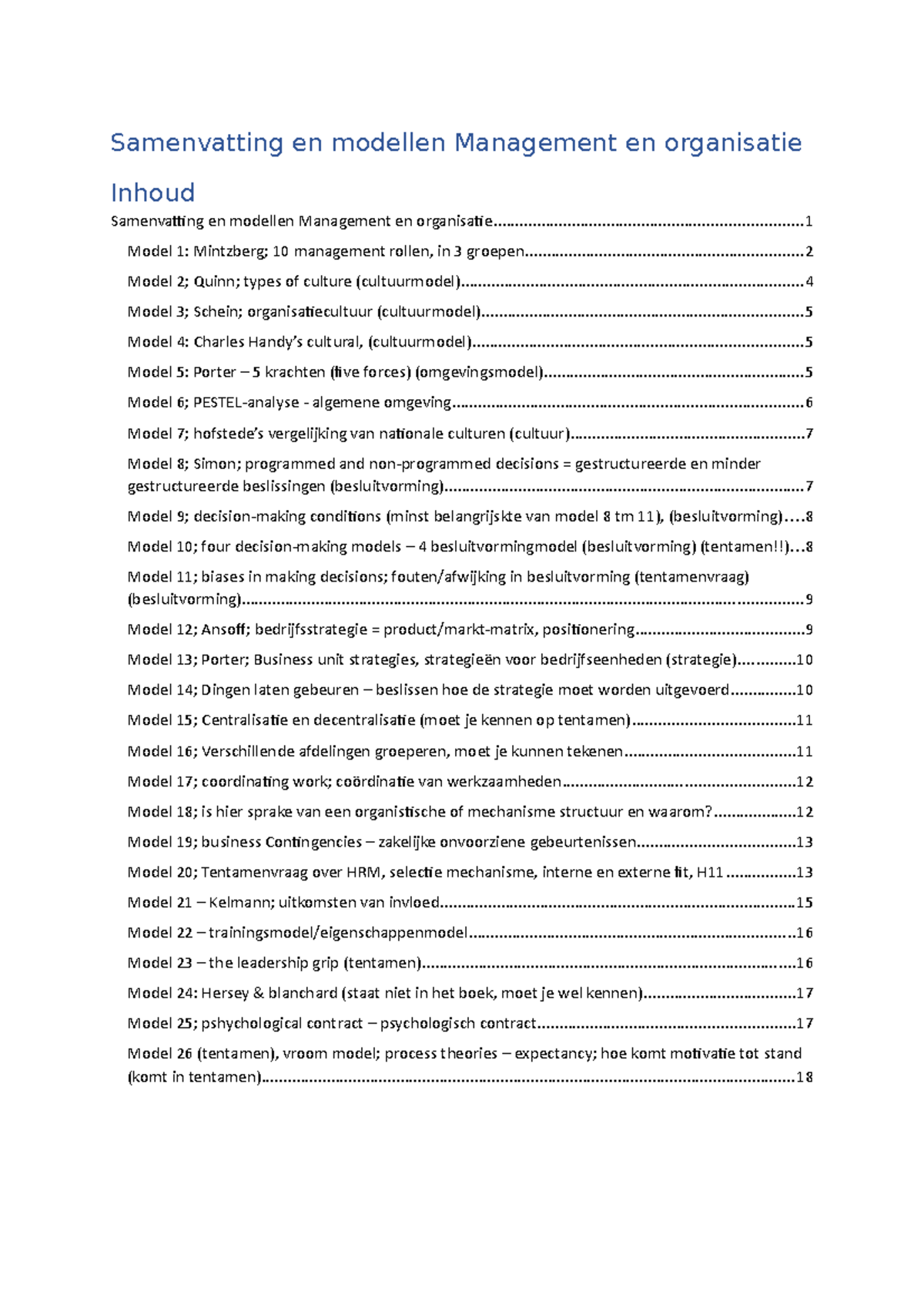 Management En Organisatie Samenvatting Voor Tentamen - Samenvatting En ...