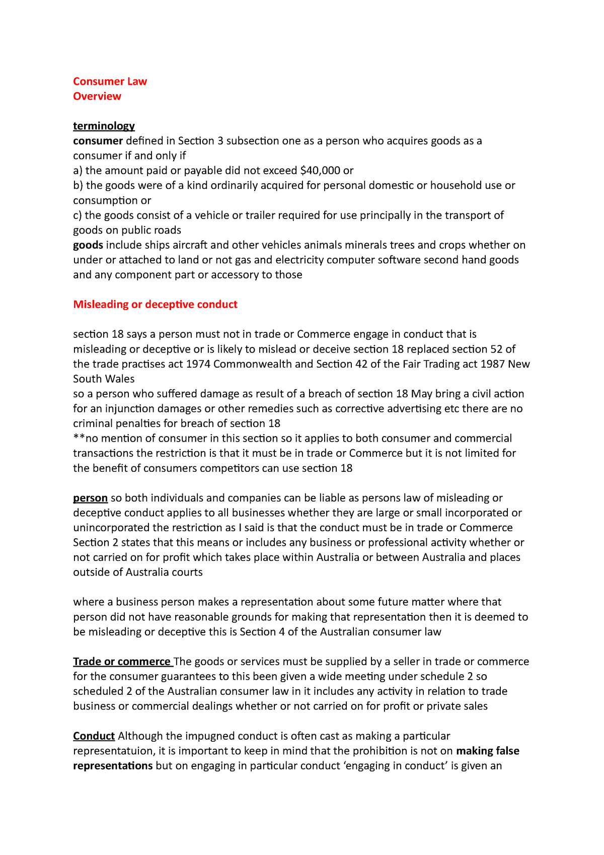 consumer-law-1-notes-consumer-law-overview-terminology-consumer