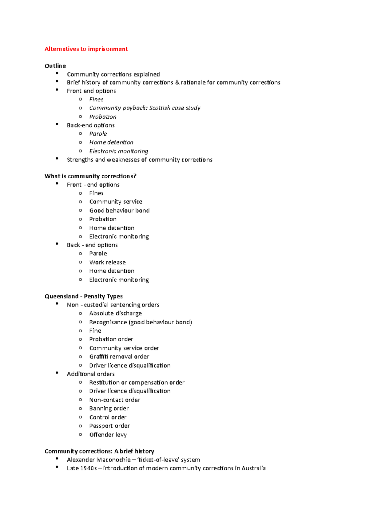 Week 3 - Full notes on lecture 3 of JSB207 - Alternatives to ...
