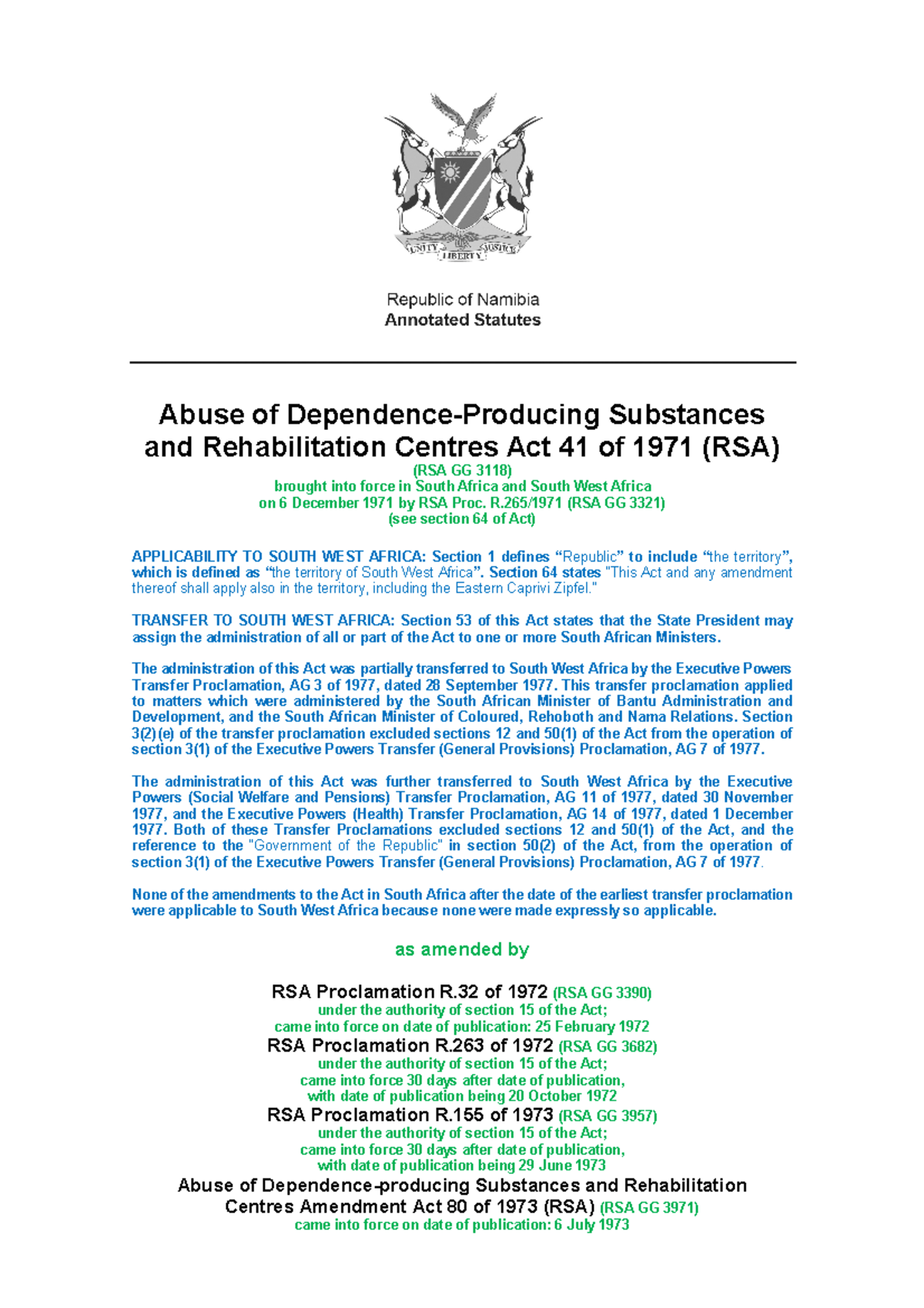 Abuse of Dependence-Producing Substances and Rehabilitation Centres Act ...