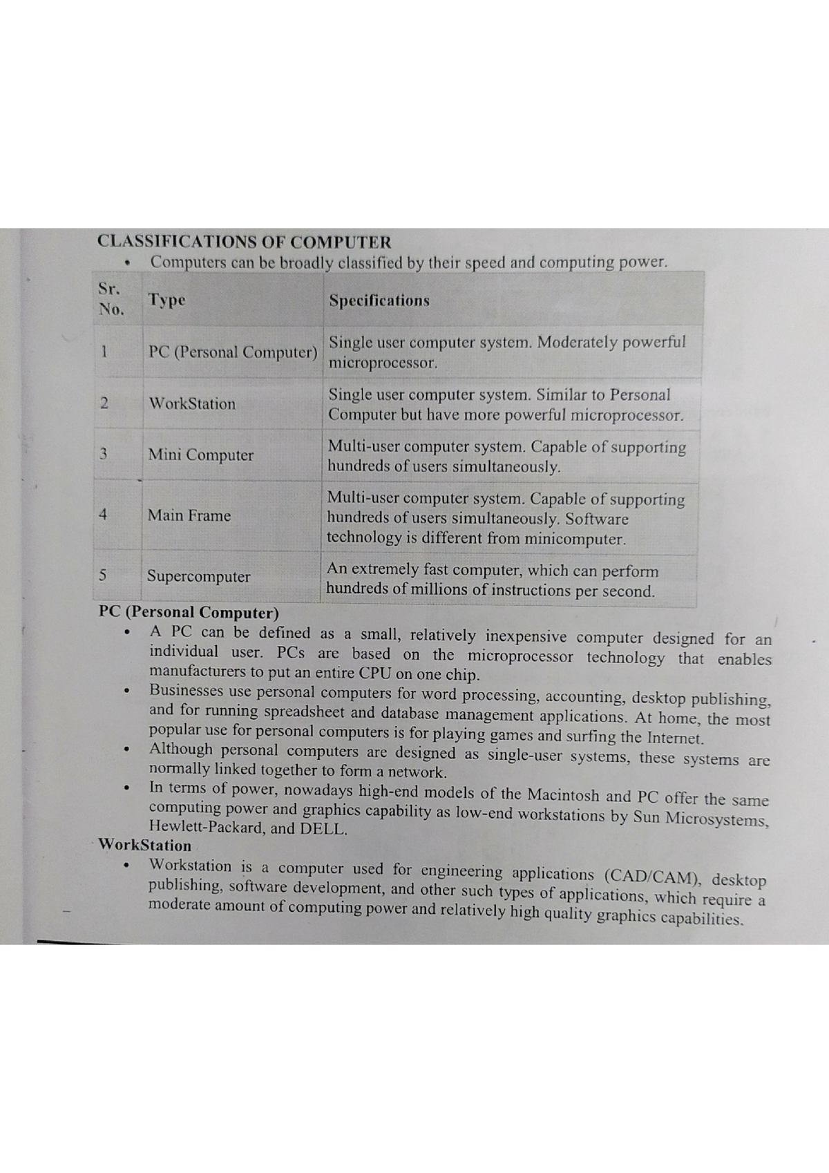 Classification Of A Computer - B.Sc. Computer Science - Studocu