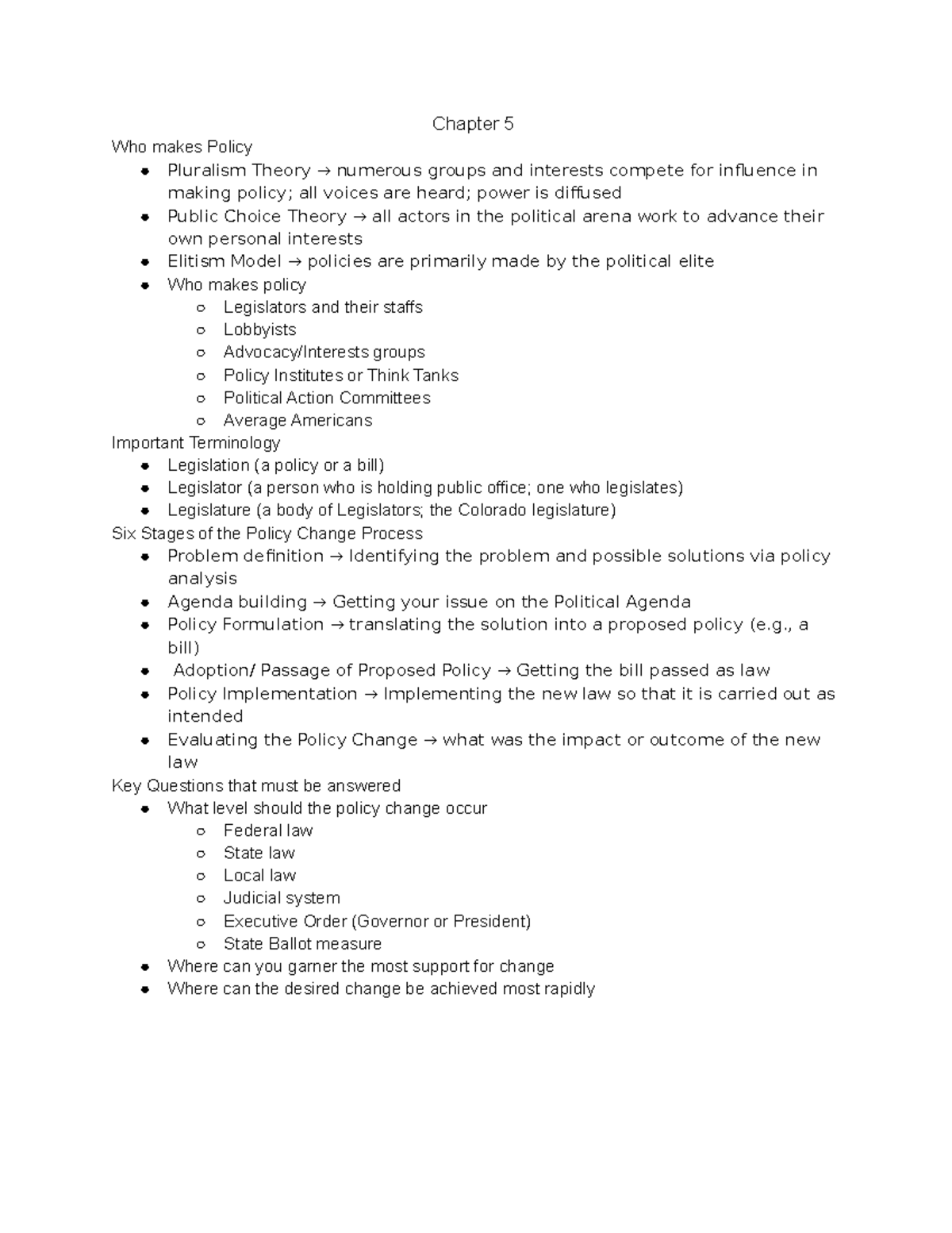 Chapter 5 - These notes help go over key concepts from the textbook and ...