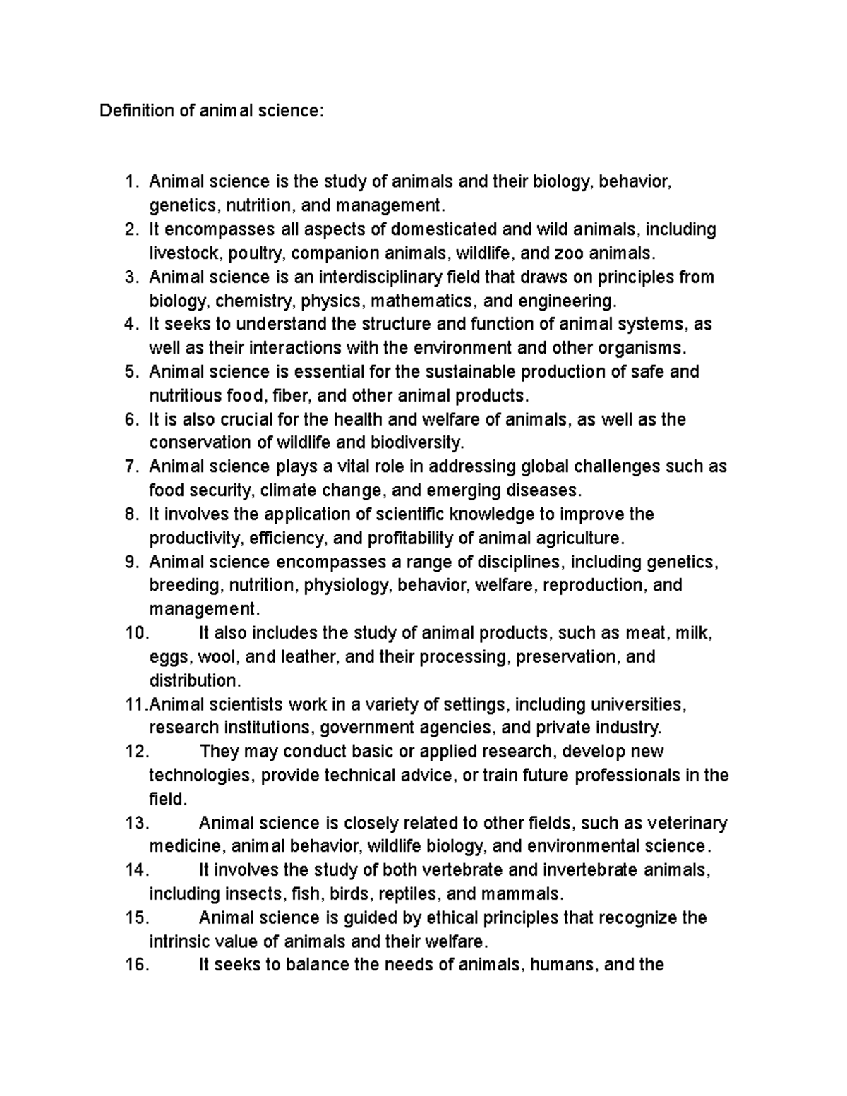 Definition of animal science Definition of animal science Animal