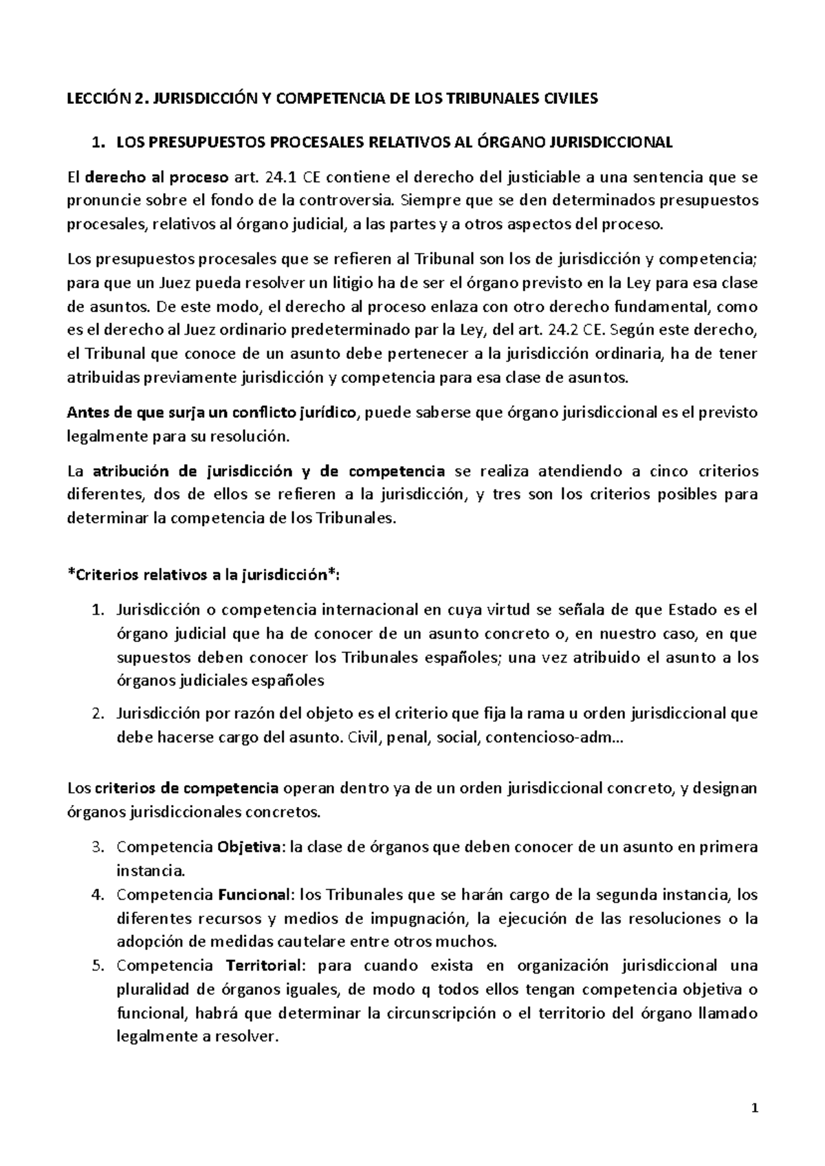 Lección 2 - TEMA SOBRE LA JURISDICCIÓN Y COMPETENCIA DE LOS TRIBUNALES ...