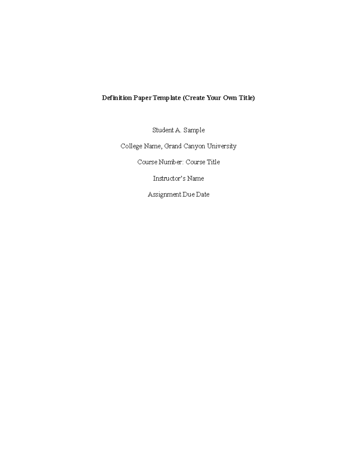 ENG106 Definition Paper Template - Definition Paper Template (Create ...