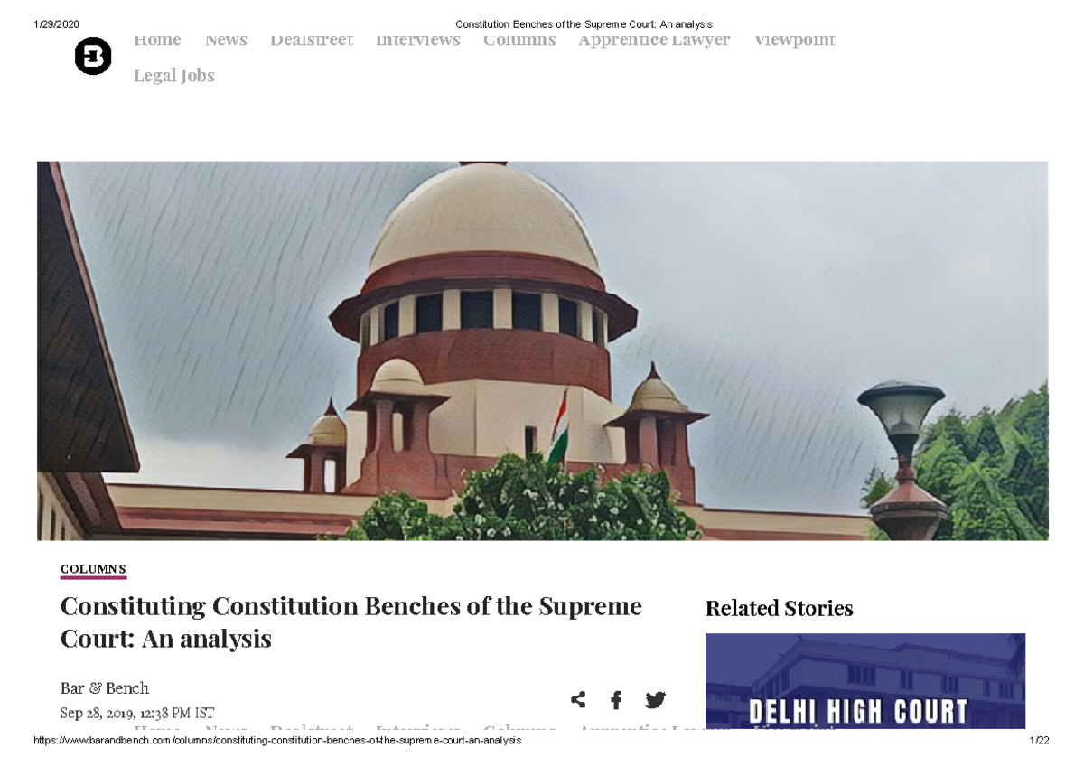 Constitution Benches of the Supreme Court An analysis - These benches ...