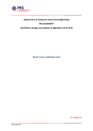 Daa 2021 - QUestion Paper - PESUniversity, Bangalore Established under ...