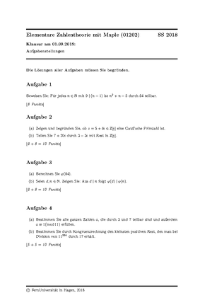 Kurseinheit 1 - Mathematische Grundlagen - 10 Studierhinweise Zu ...