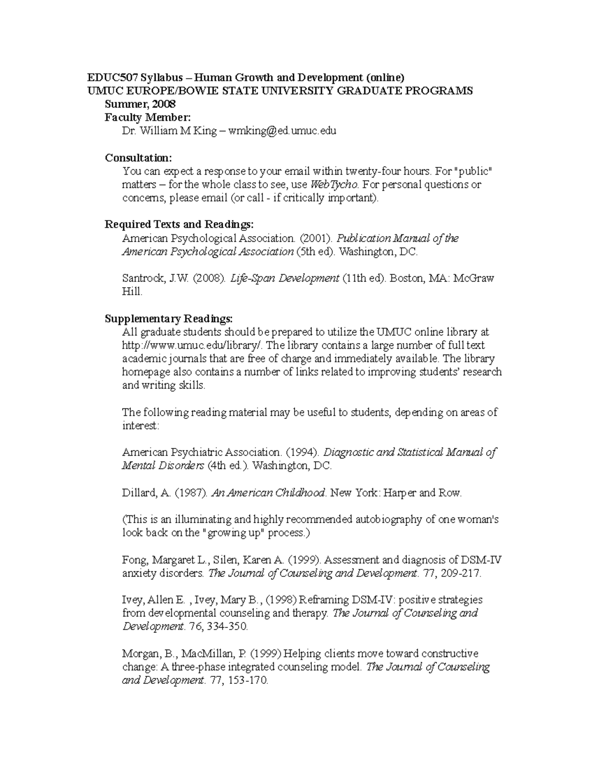 EDUC507 lecture - EDUC507 Syllabus – Human Growth and Development ...