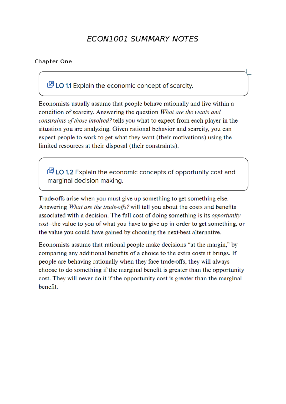 ECON1001 Textbook Summary Notes Completed - ECON1001 - ECON1001 SUMMARY ...