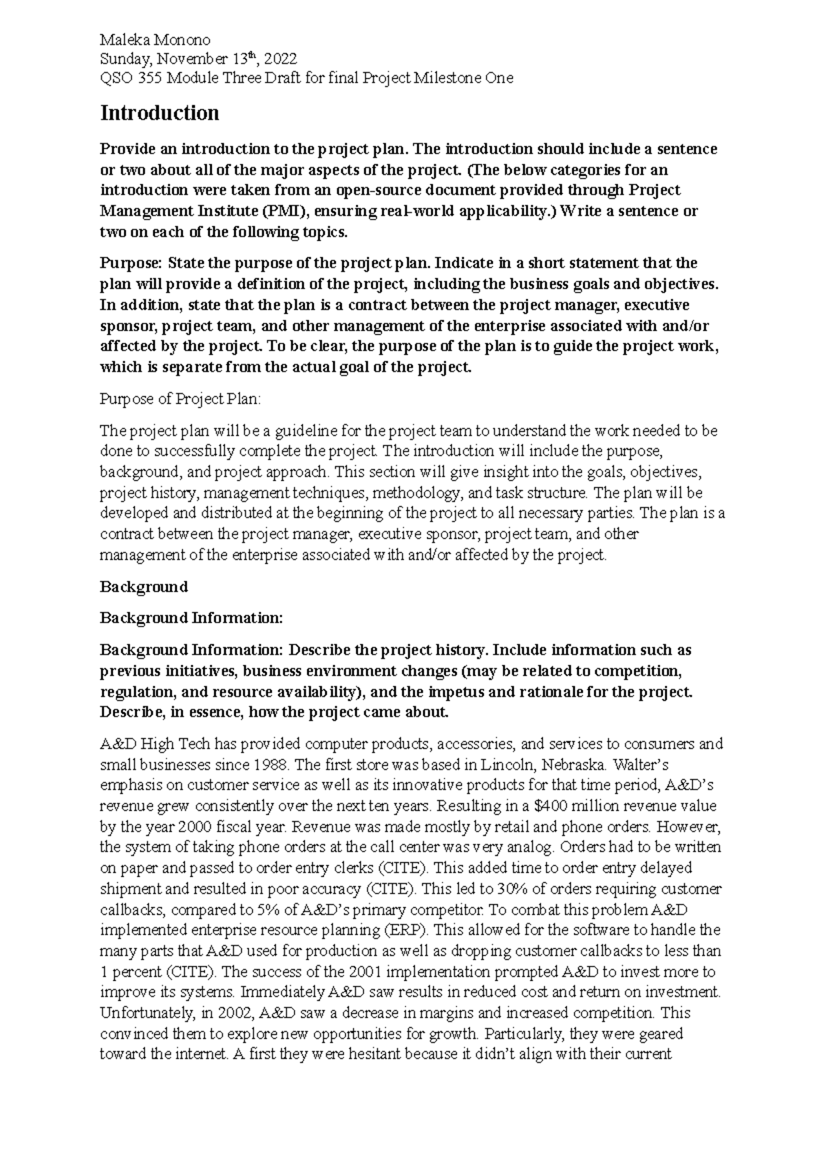 QSO 355 Module Three Draft for final Project Milestone One - The ...