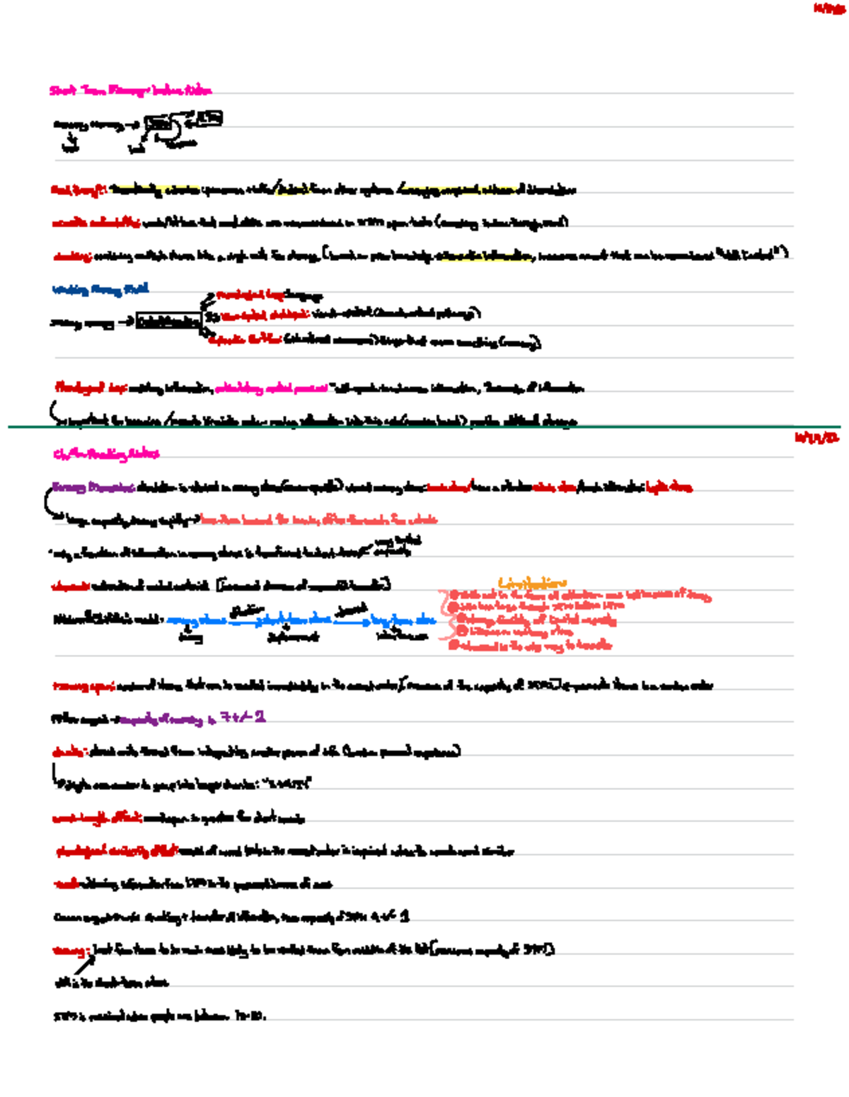 Cognitive Psychology - 10/24/ Short Term Memory~ Lecture Notes sensory ...