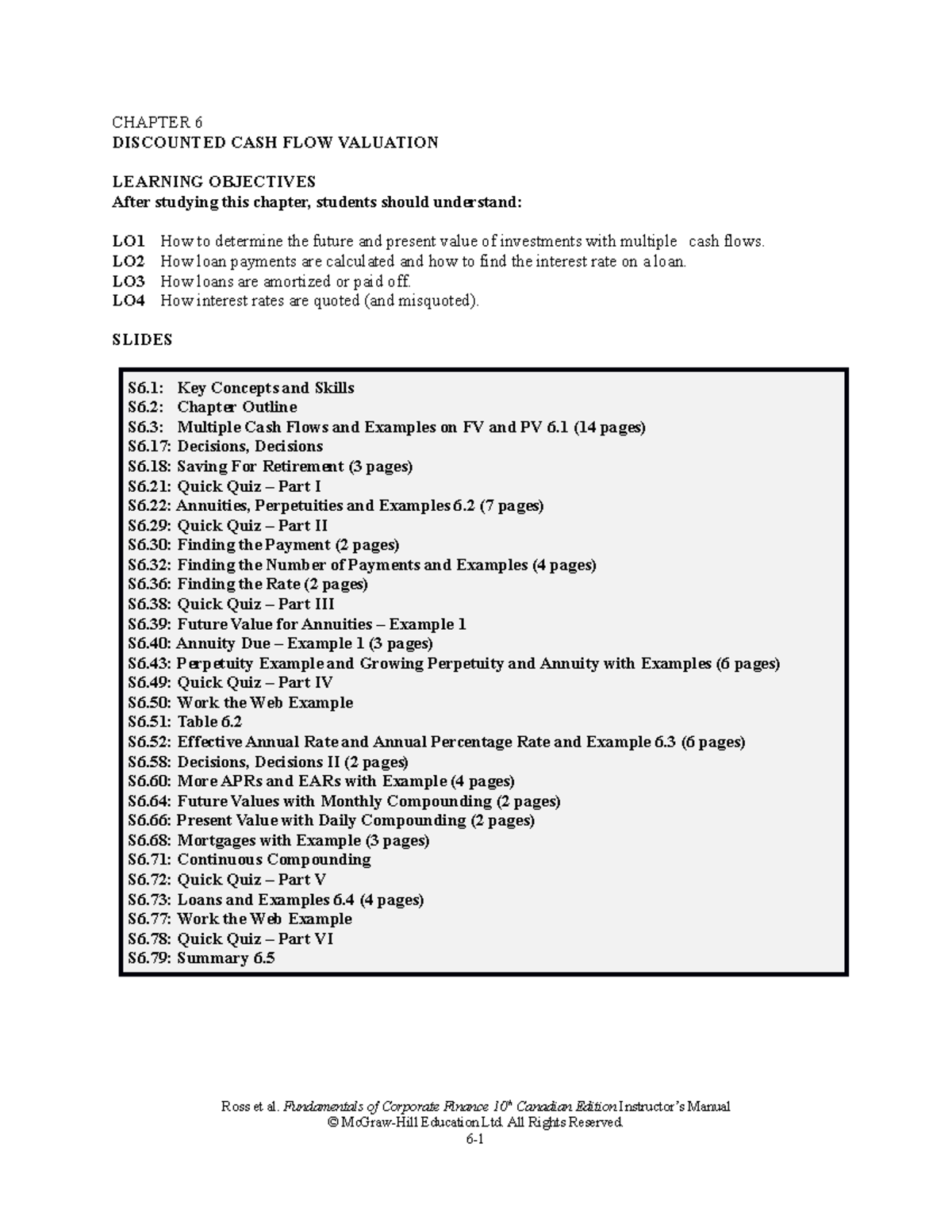 Ross FCF 10Ce IM Ch06 - CHAPTER 6 DISCOUNTED CASH FLOW VALUATION ...