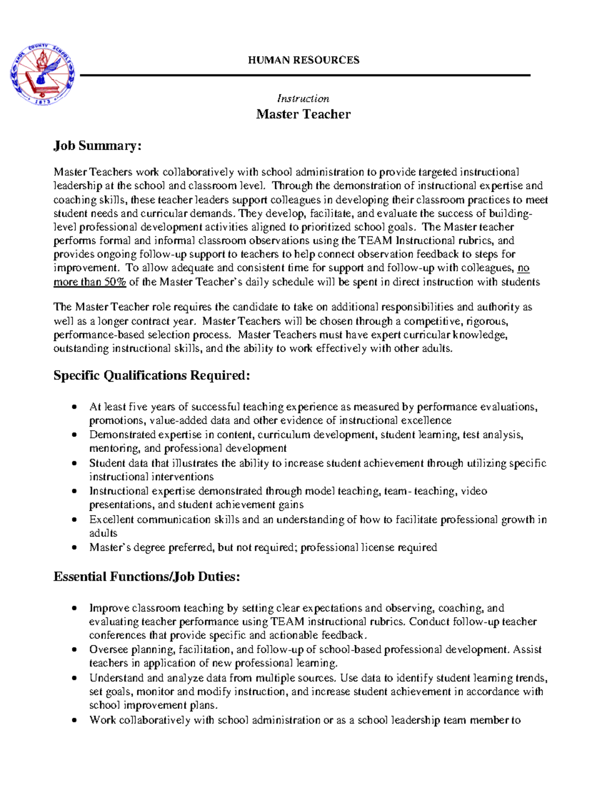 Master Teacher RPMS TOOLS HUMAN RESOURCES Instruction Master