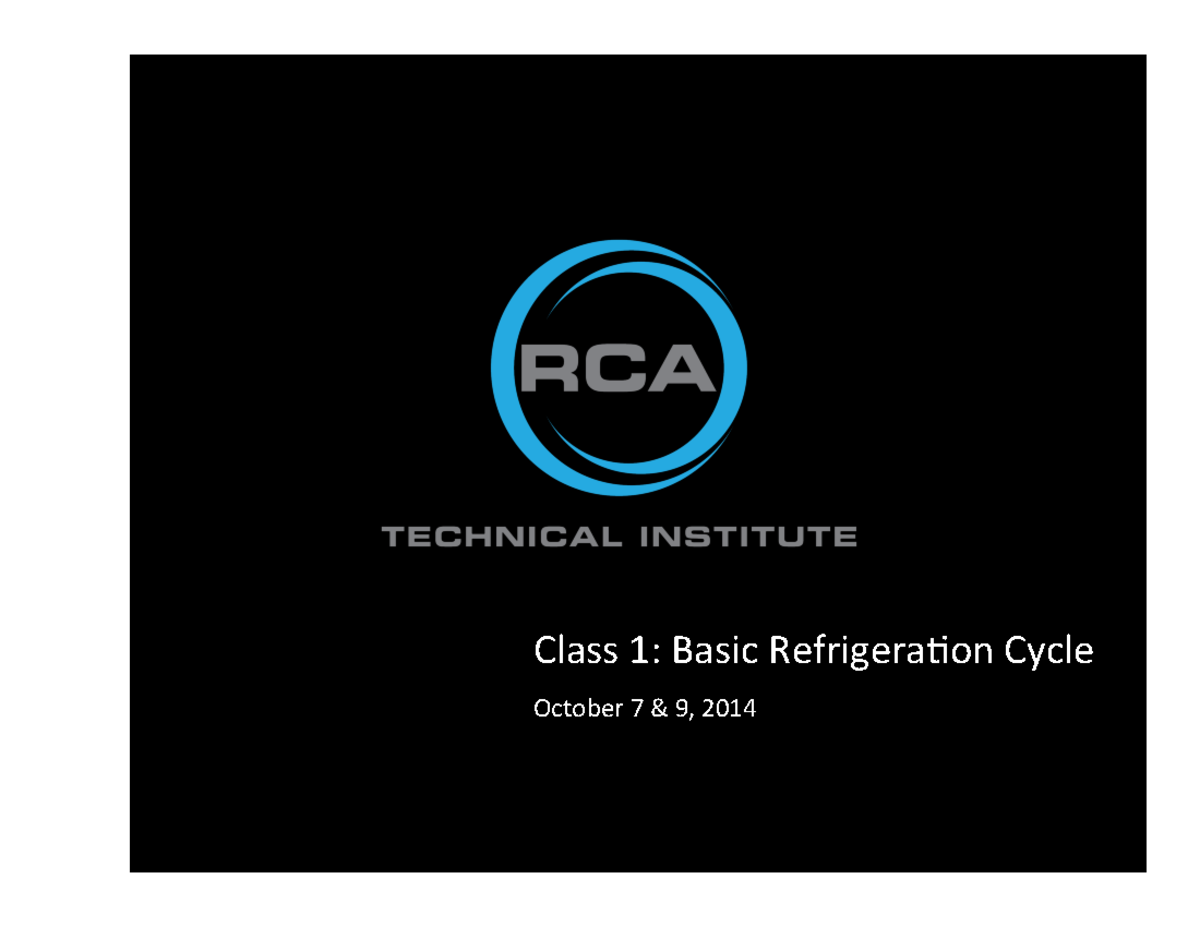 Course+1++Basic+Refrigeration+Cycle Class 1 Basic Refrigera0on Cycle October 7 & 9, Studocu