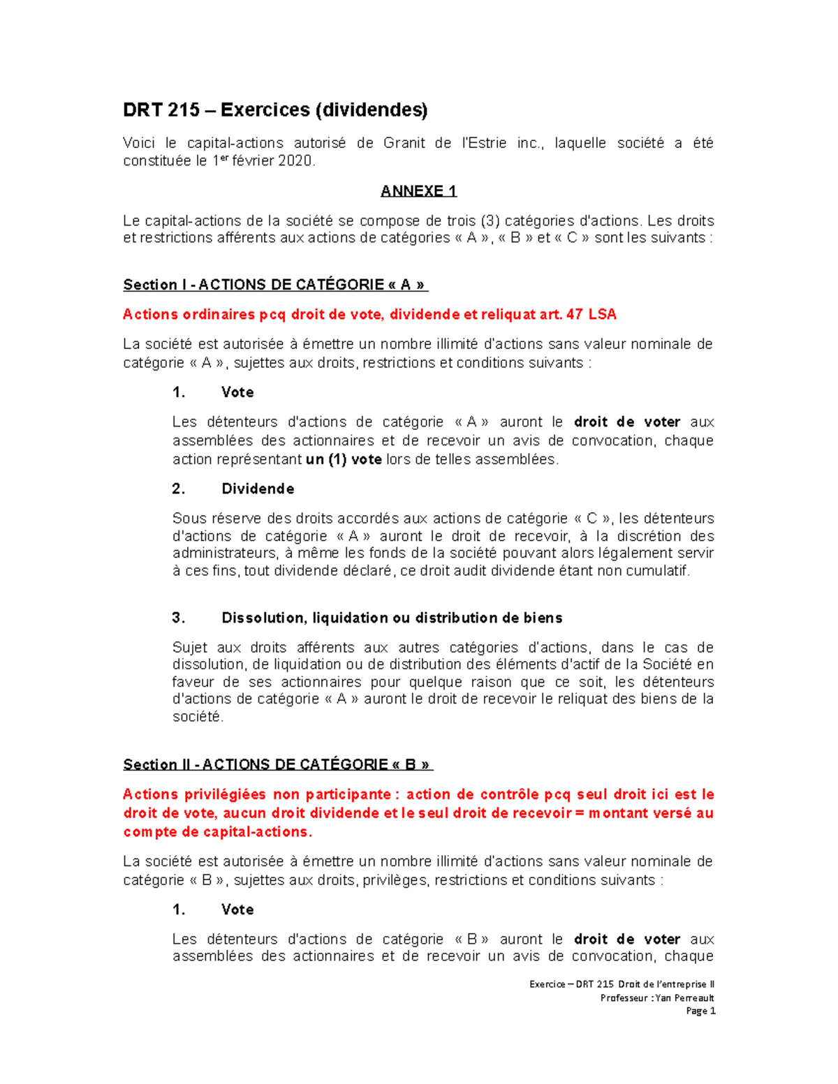 Exercices (dividendes) - DRT 215 – Exercices (dividendes) Voici Le ...