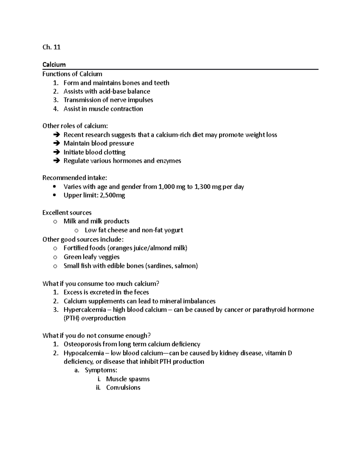 Ch. 11 lect 2 - kembra schulte - Ch. 11 Calcium Functions of Calcium 1 ...