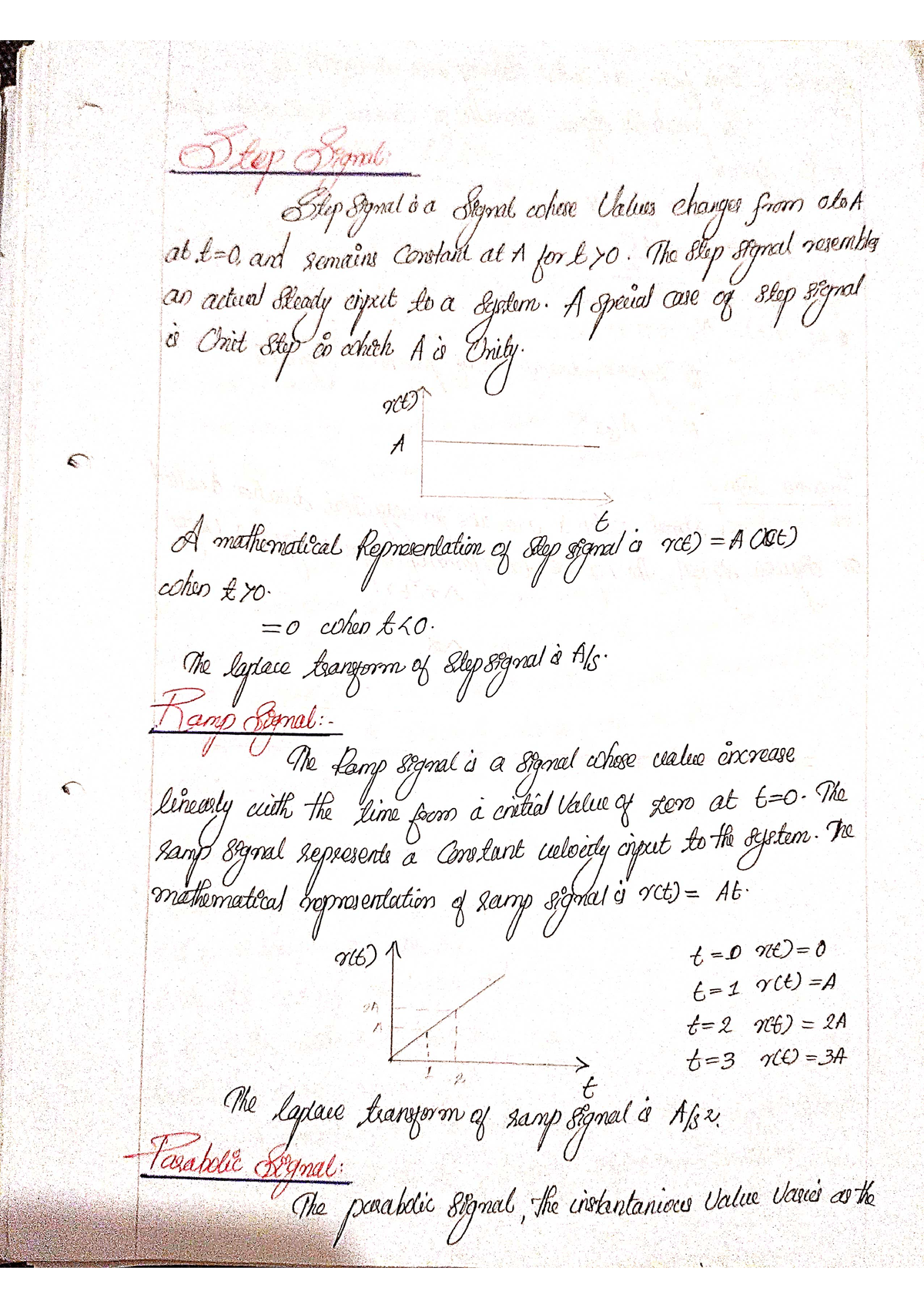 Step, Parabolic, Ramp Signal - Electrical - Studocu
