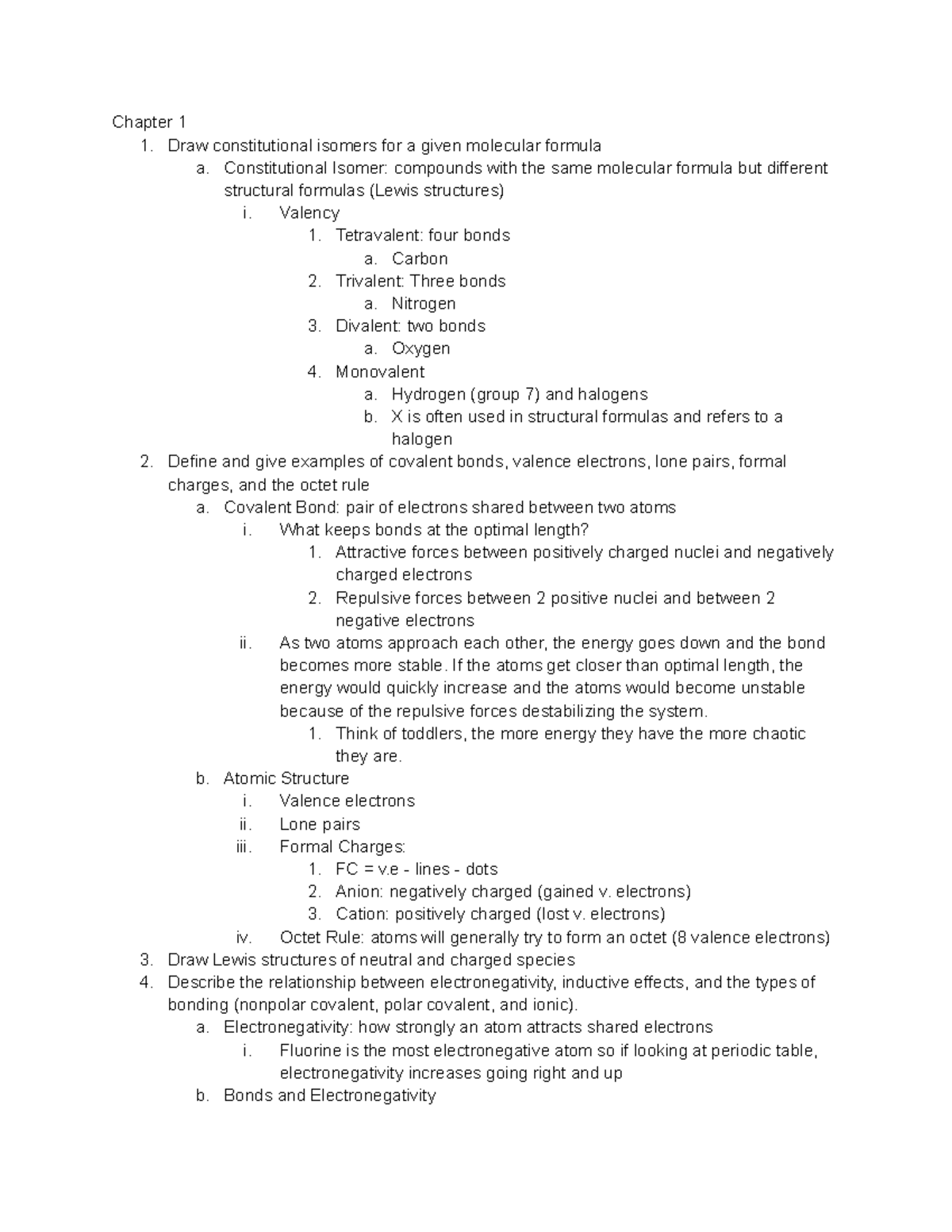 Exam 1 ~ Ch 1-3 ~ Notes - Chapter 1 1. Draw constitutional isomers for ...